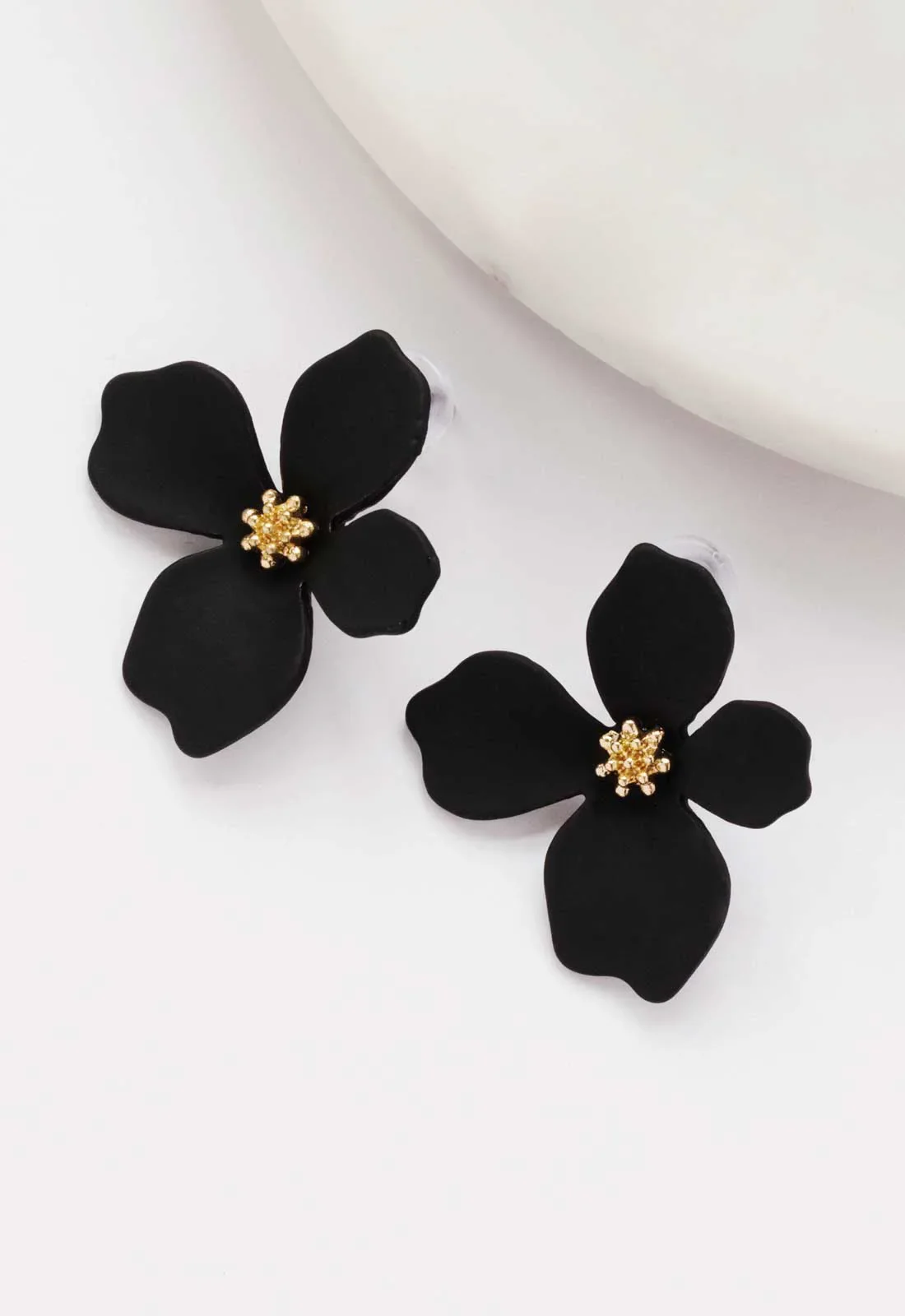 Always Chic Black Flower Earrings - Image 3