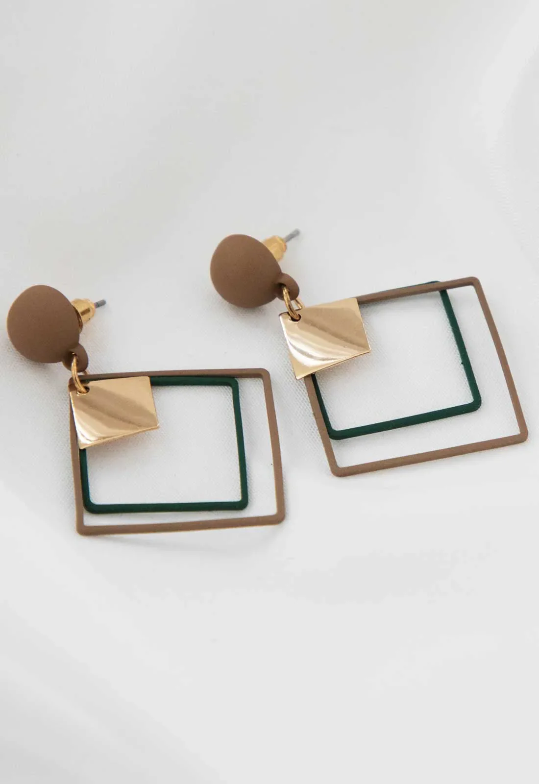 Always Chic Blue/Brown Diamond Drop Earrings - Image 4