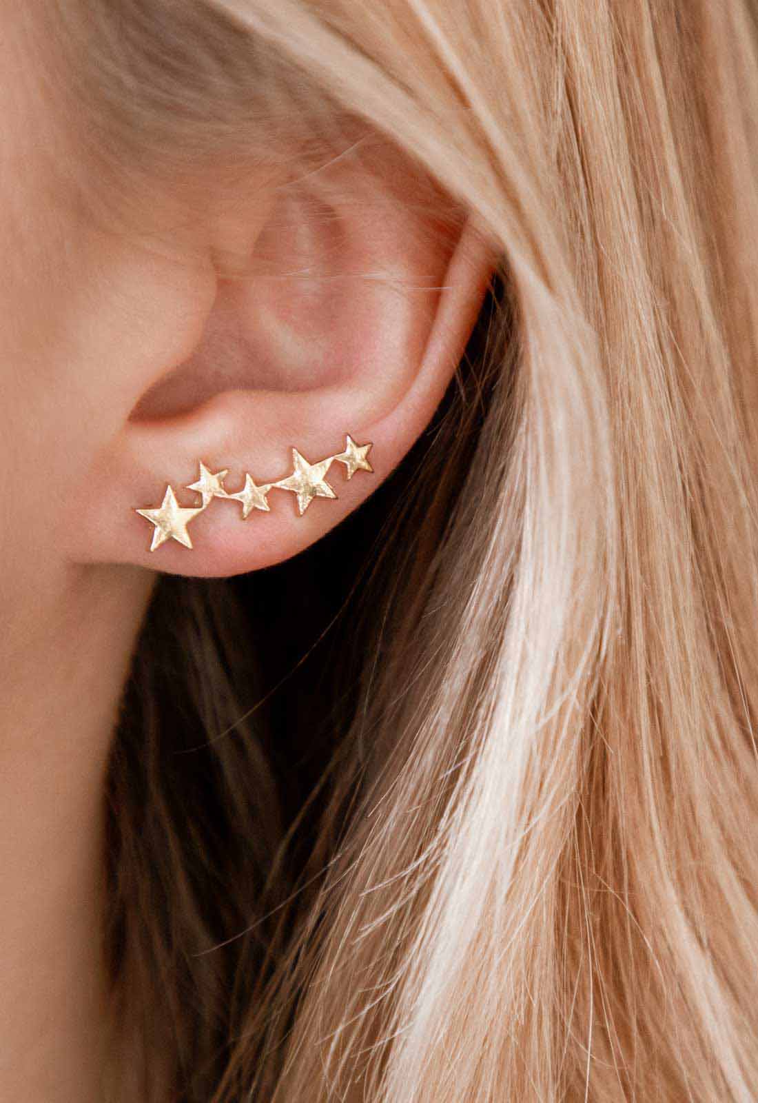 Always Chic Gold Star Climber Earrings - Image 2