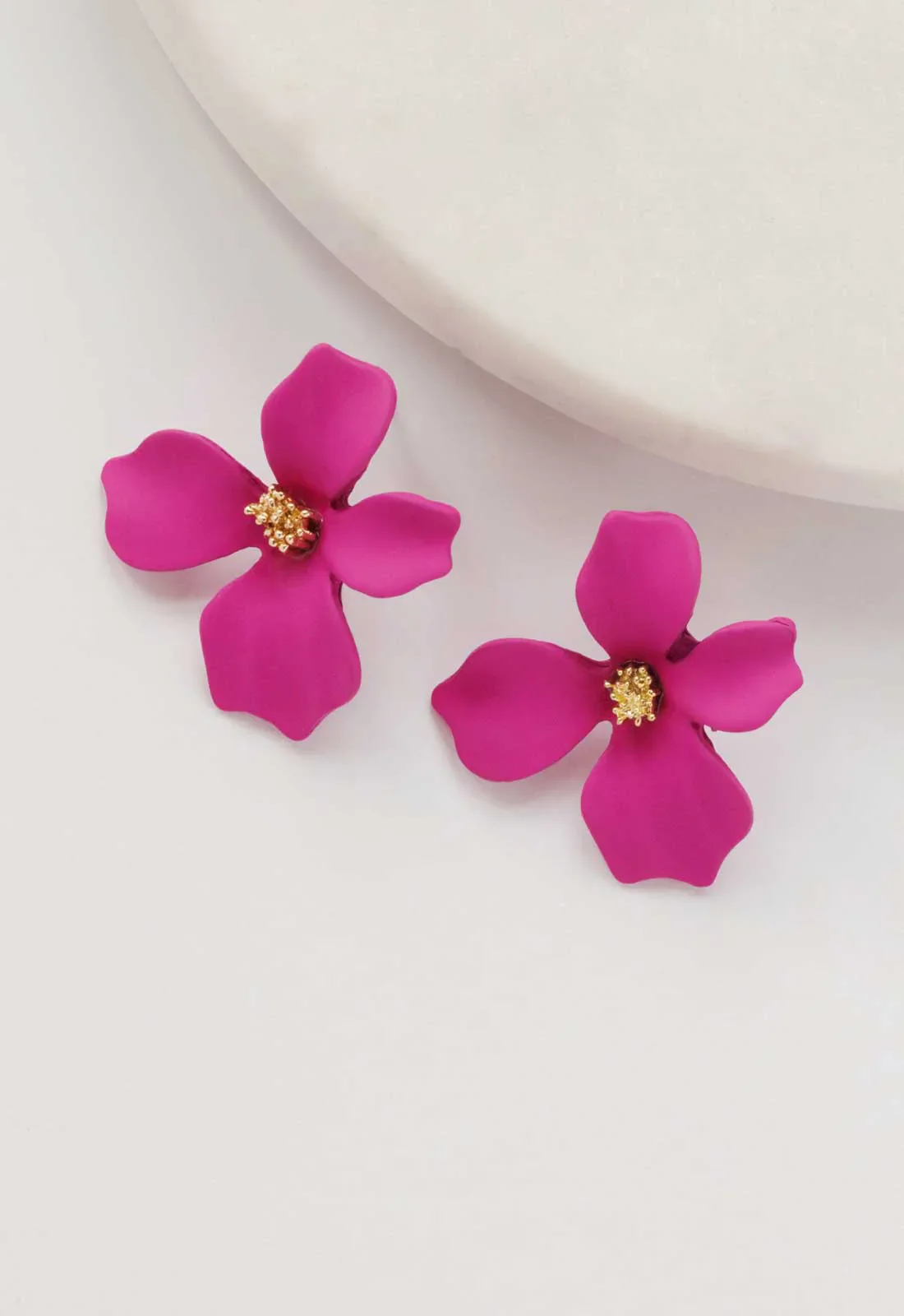 Always Chic Pink Flower Earrings - Image 3