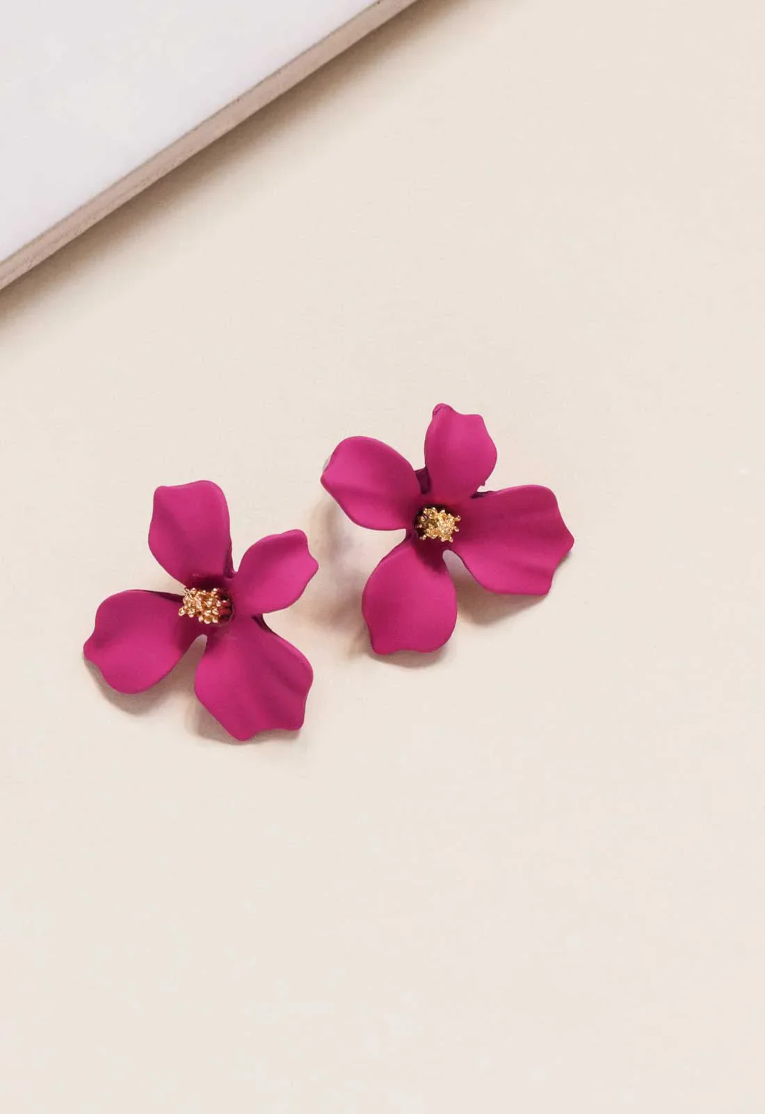 Always Chic Pink Flower Earrings - Image 4