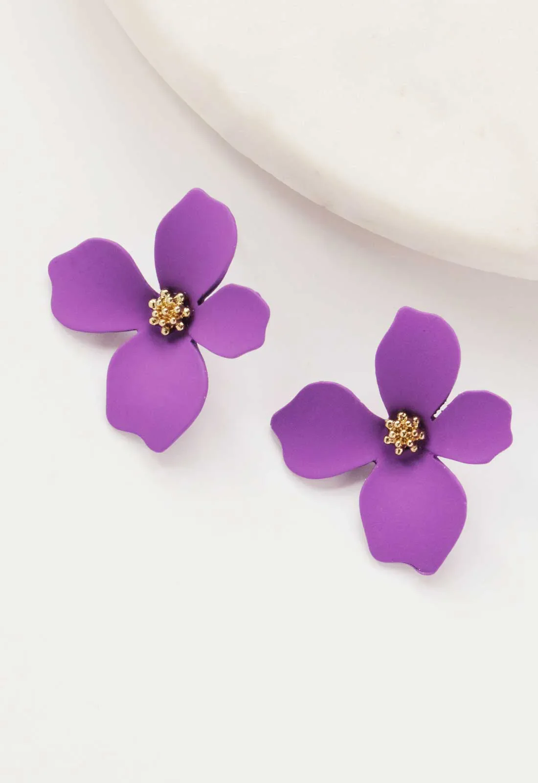 Always Chic Purple Flower Earrings