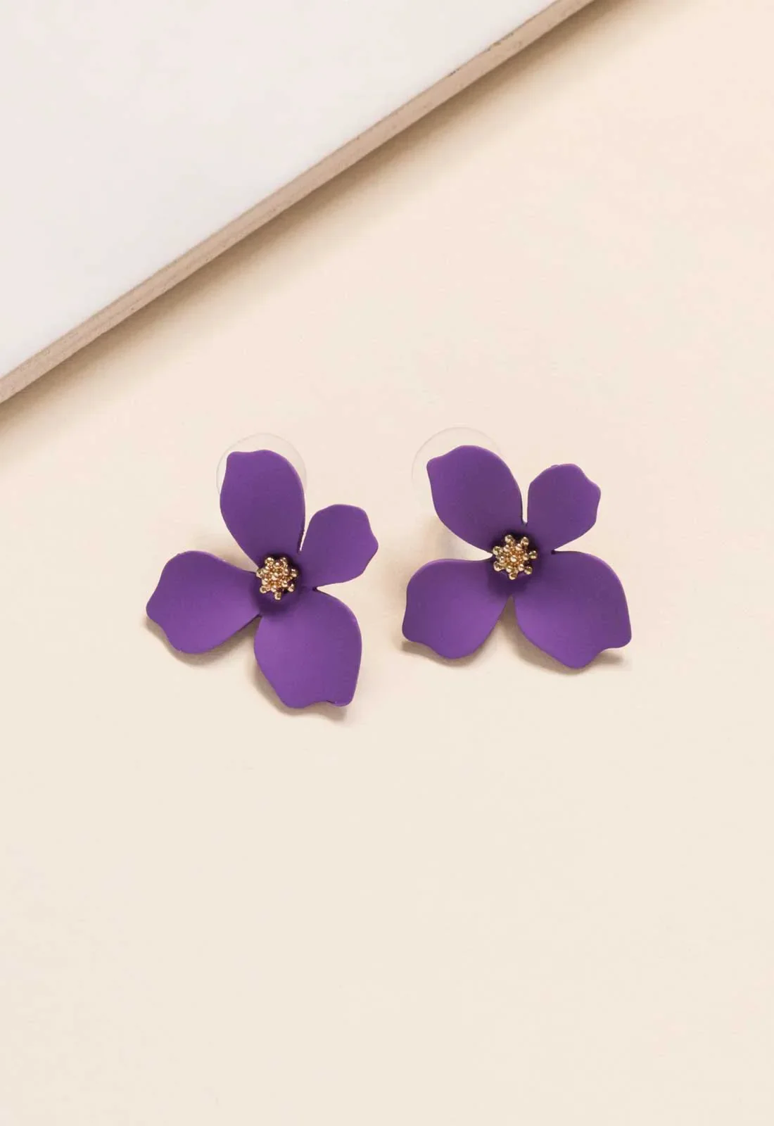 Always Chic Purple Flower Earrings - Image 4
