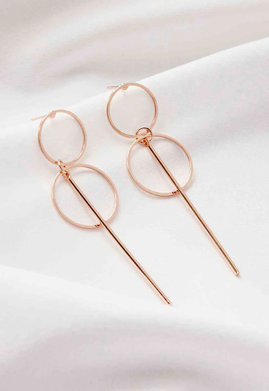 Always Chic Rose Gold Bar Double Hoop Earrings