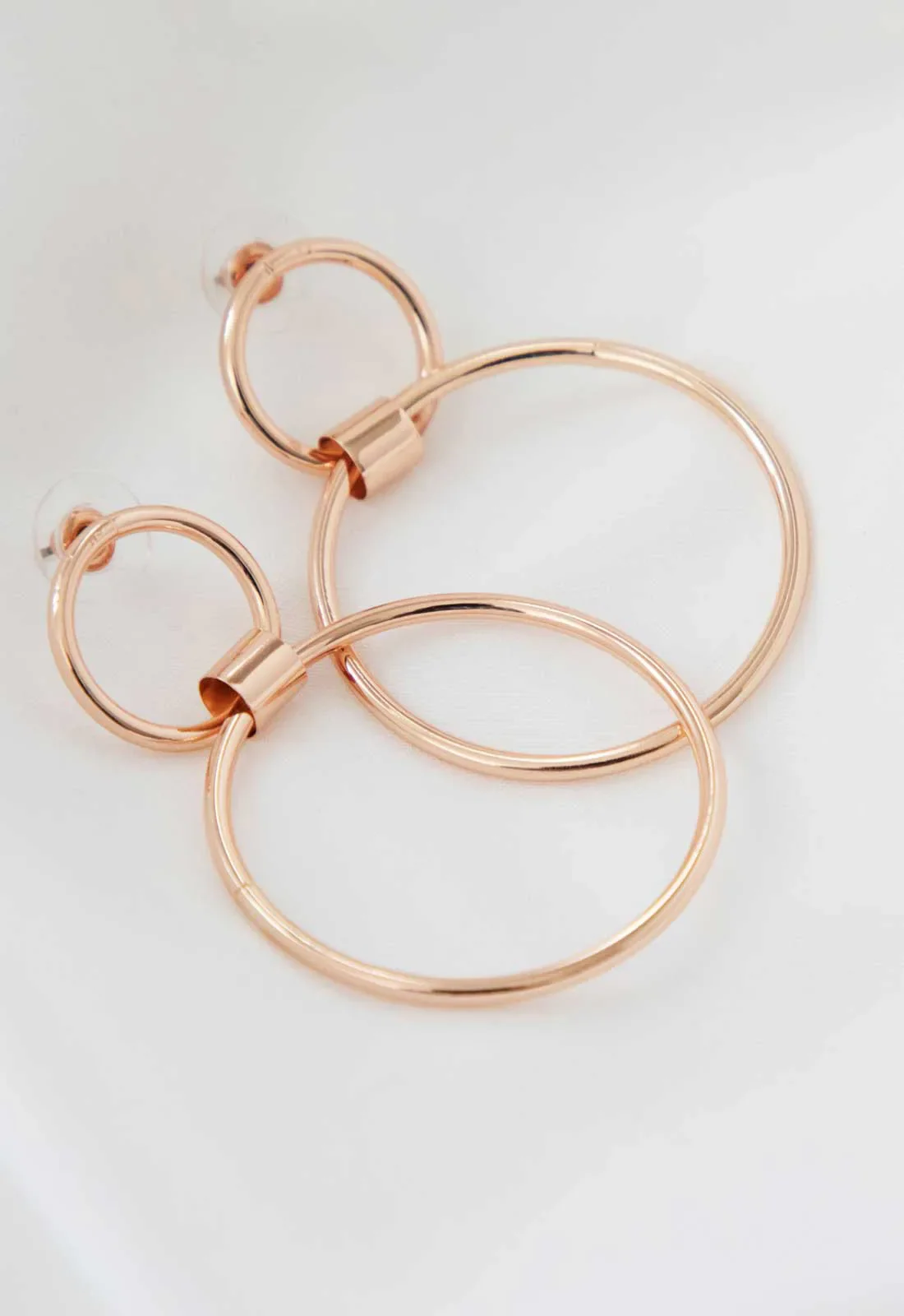 Always Chic Rose Gold Double Hoop Earrings - Image 3