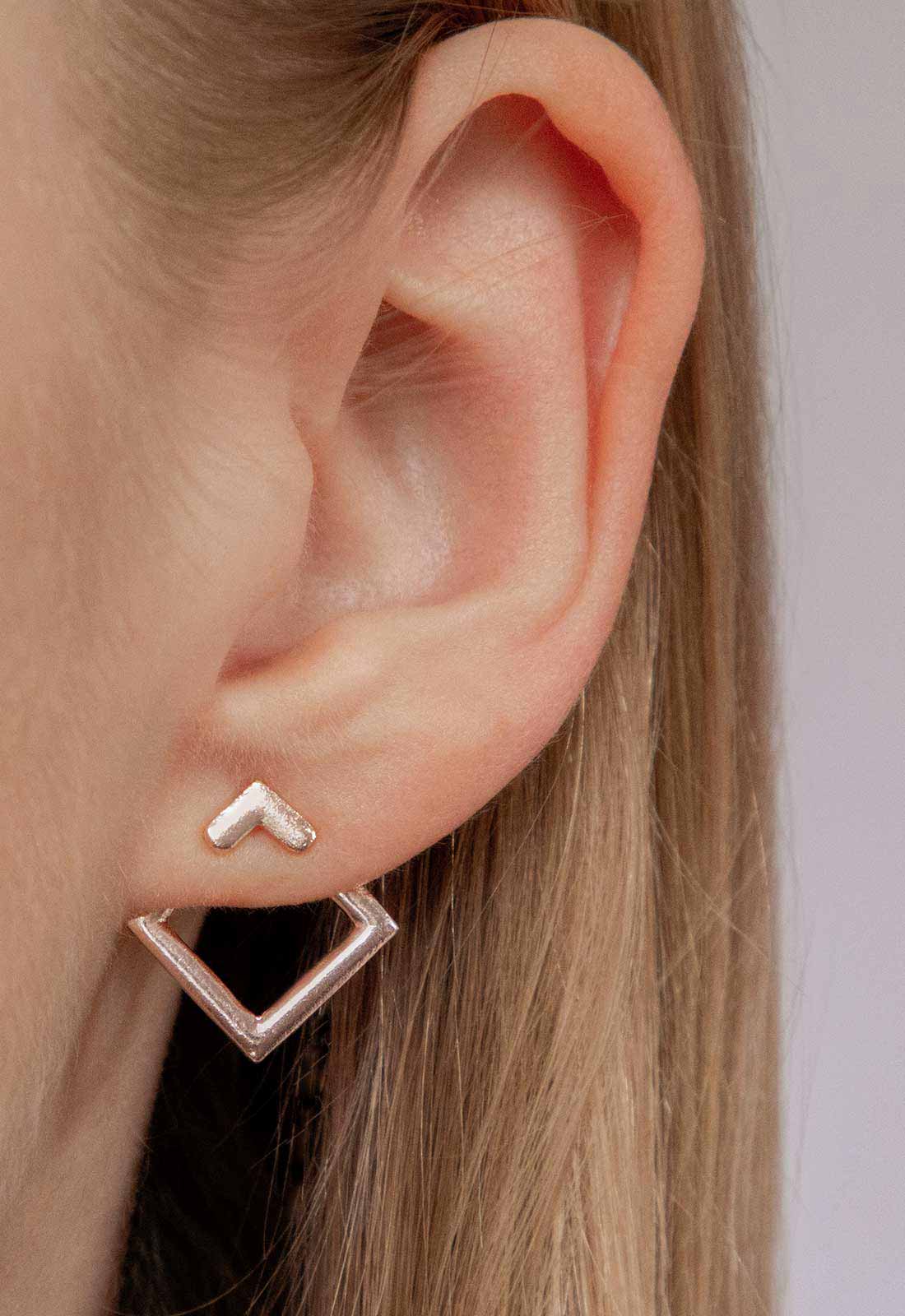 Always Chic Rose Gold Geometric Stud Earrings - Image 2