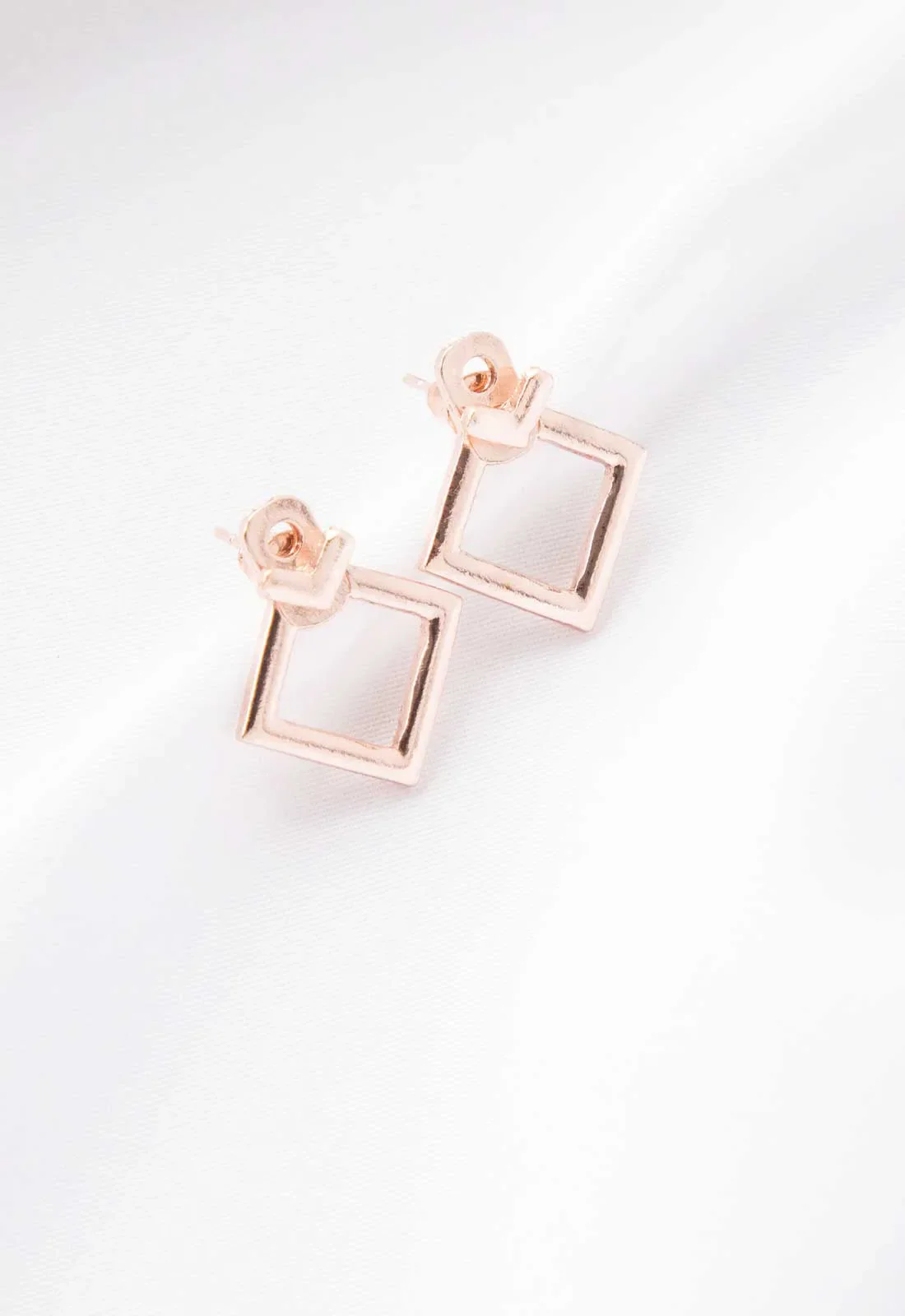 Always Chic Rose Gold Geometric Stud Earrings - Image 3