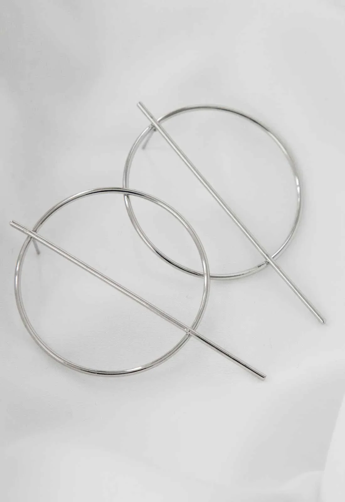 Always Chic Silver Bar Detail Hoop Earring - Image 4