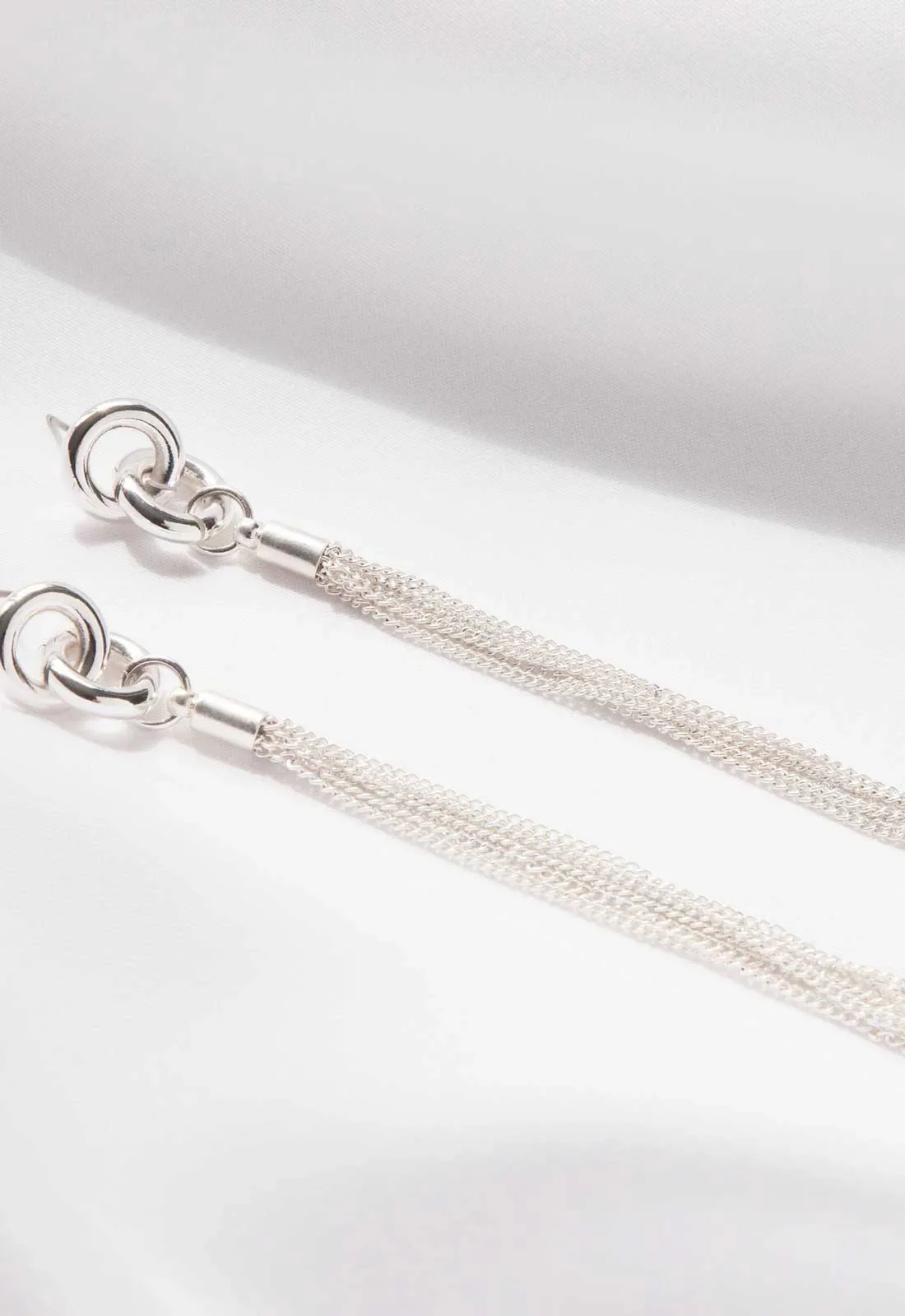 Always Chic Silver Knot and Tassel Earrings - Image 3