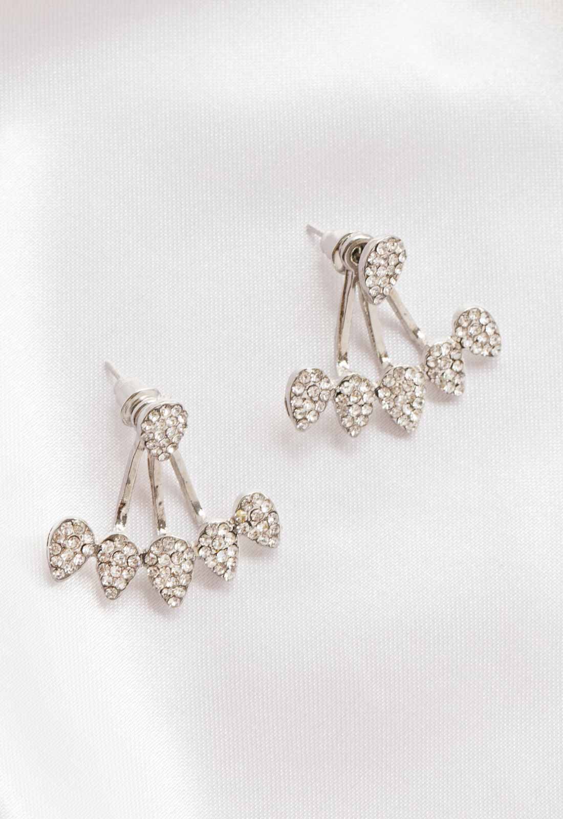 Always Chic Silver Petal Crystal Jacket Earrings - Image 3