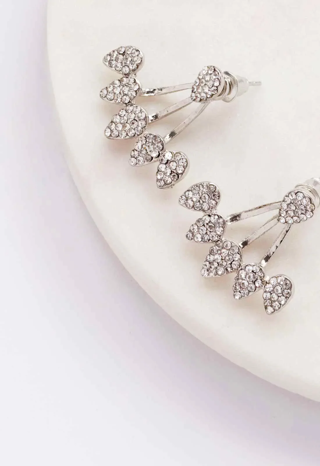 Always Chic Silver Petal Crystal Jacket Earrings - Image 4