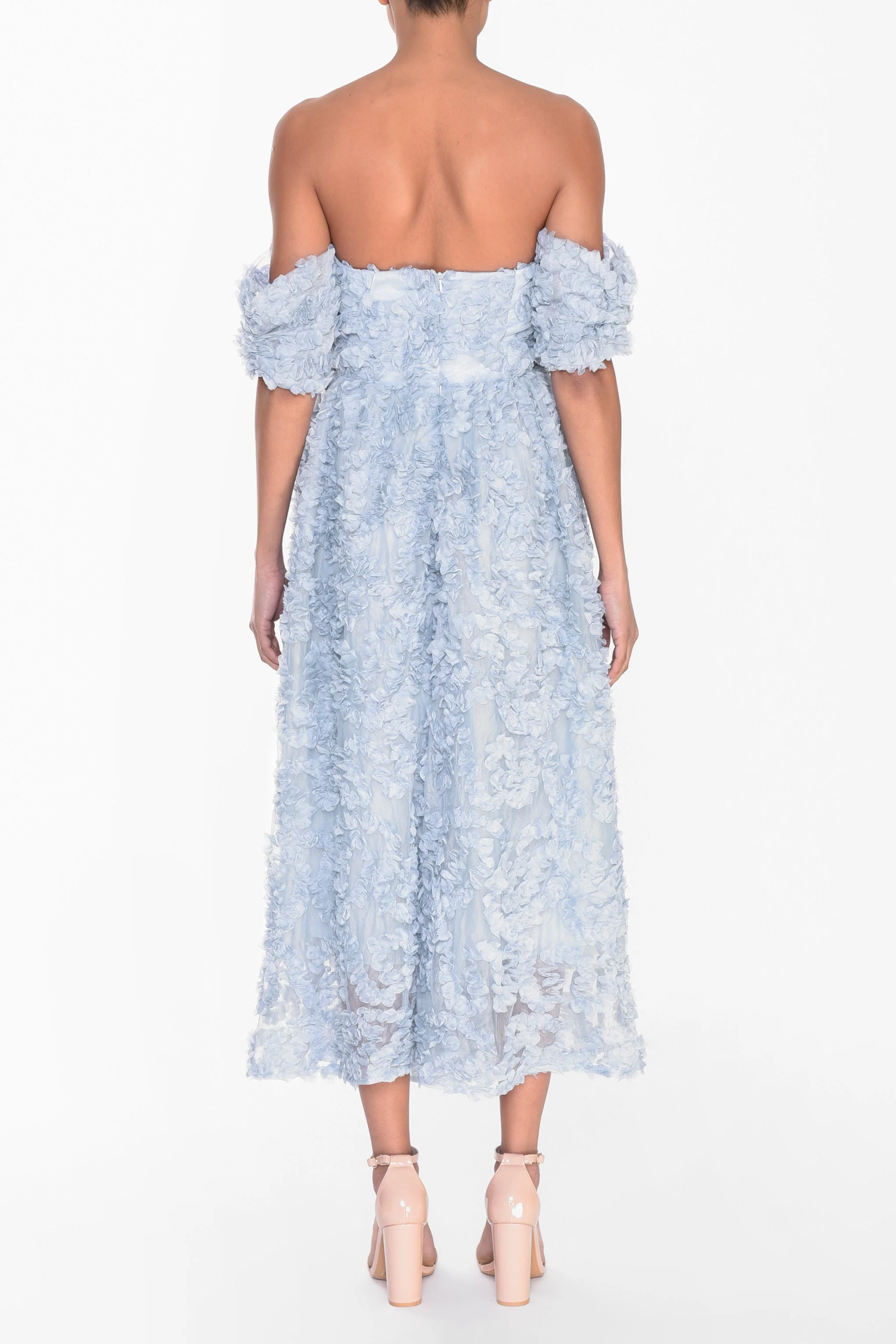 True Decadence Blue Amelia Blue Floral Bardot Skater Dress - Image 3