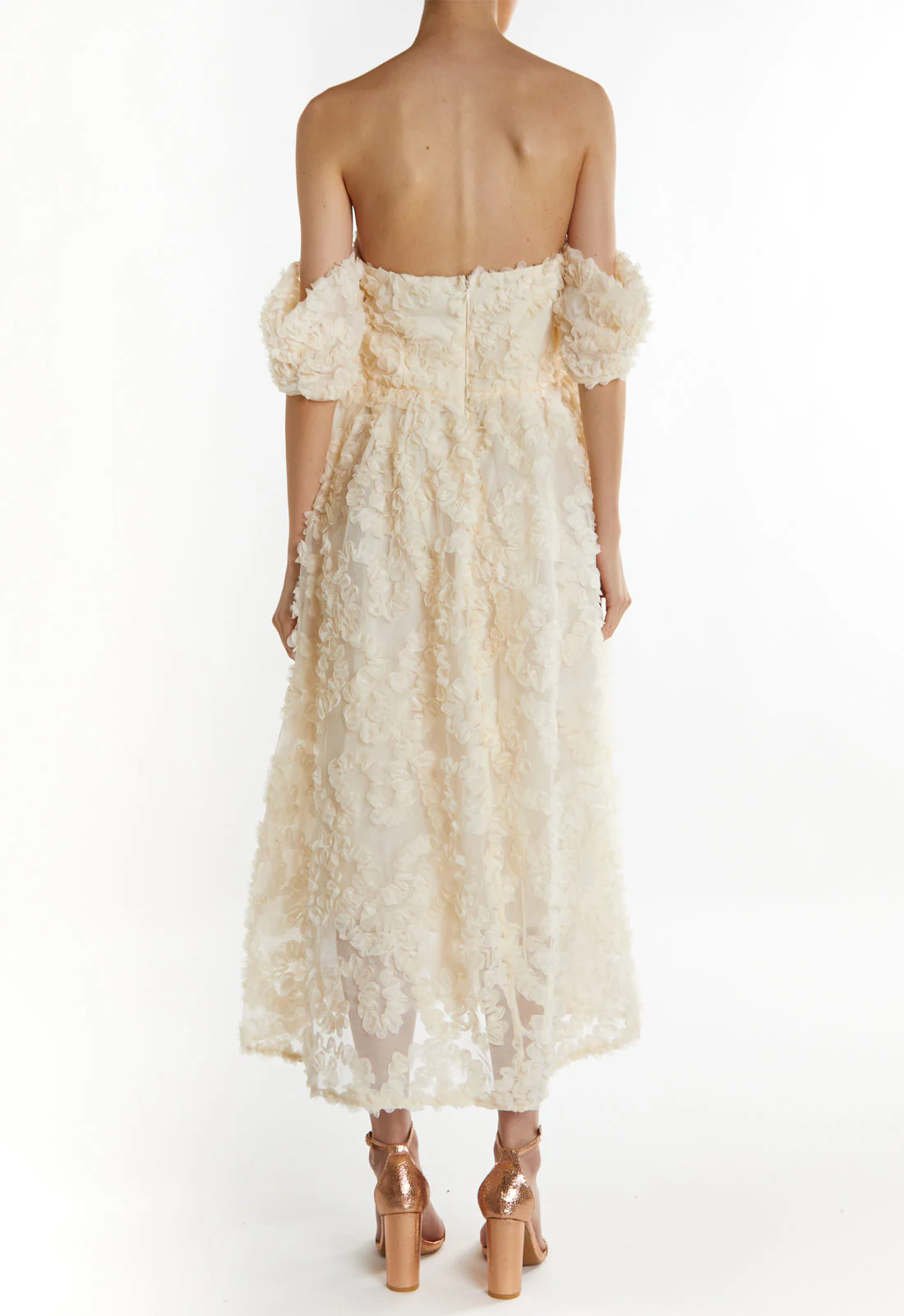 True Decadence Cream Amelia Bardot Bust Cup Midi Dress - Image 3