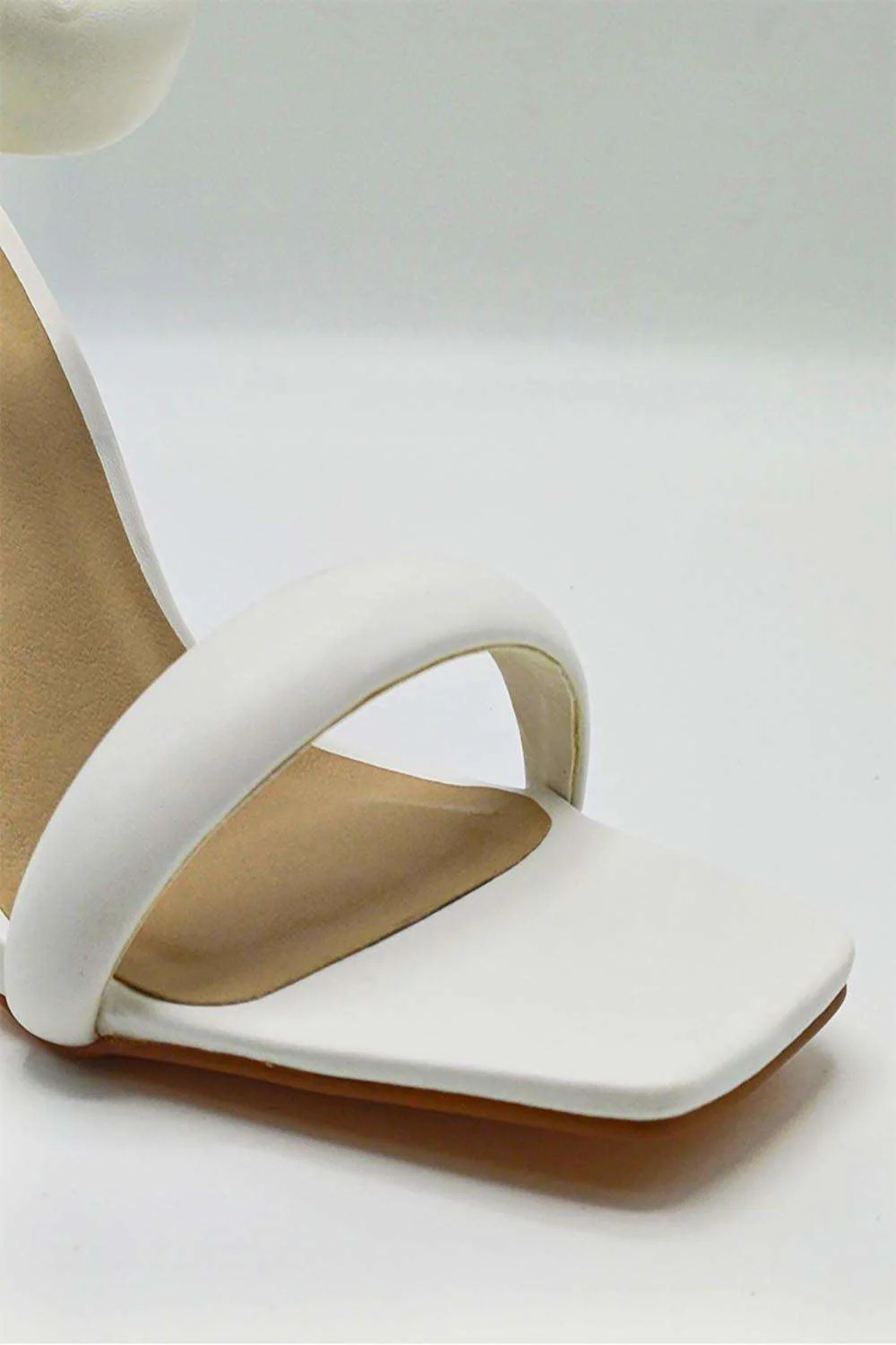 Miss Diva Ardeen Padded Stiletto Square Toe Heels in White - Image 6