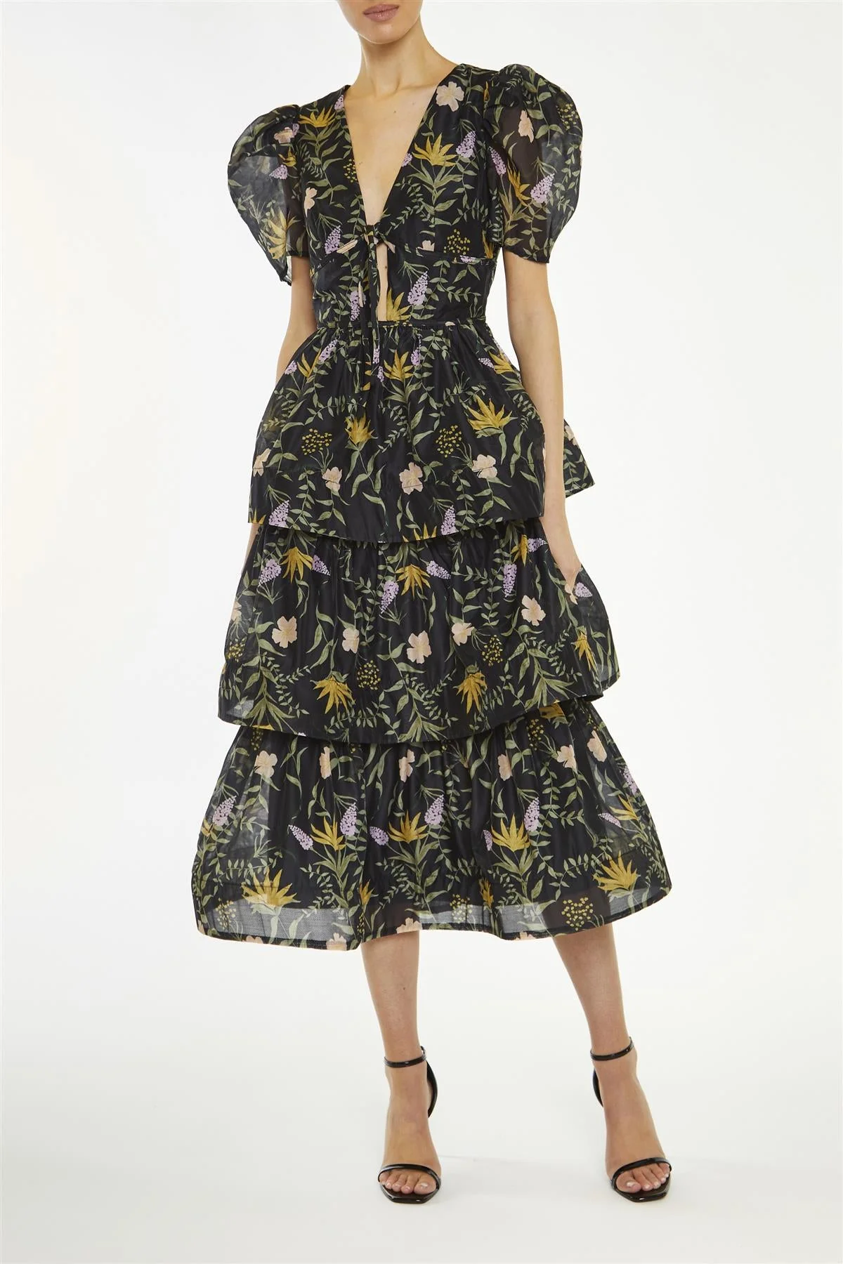 True Decadence Black-Stem Ariella Nature-Floral Tiered Midaxi-Dress - Image 3