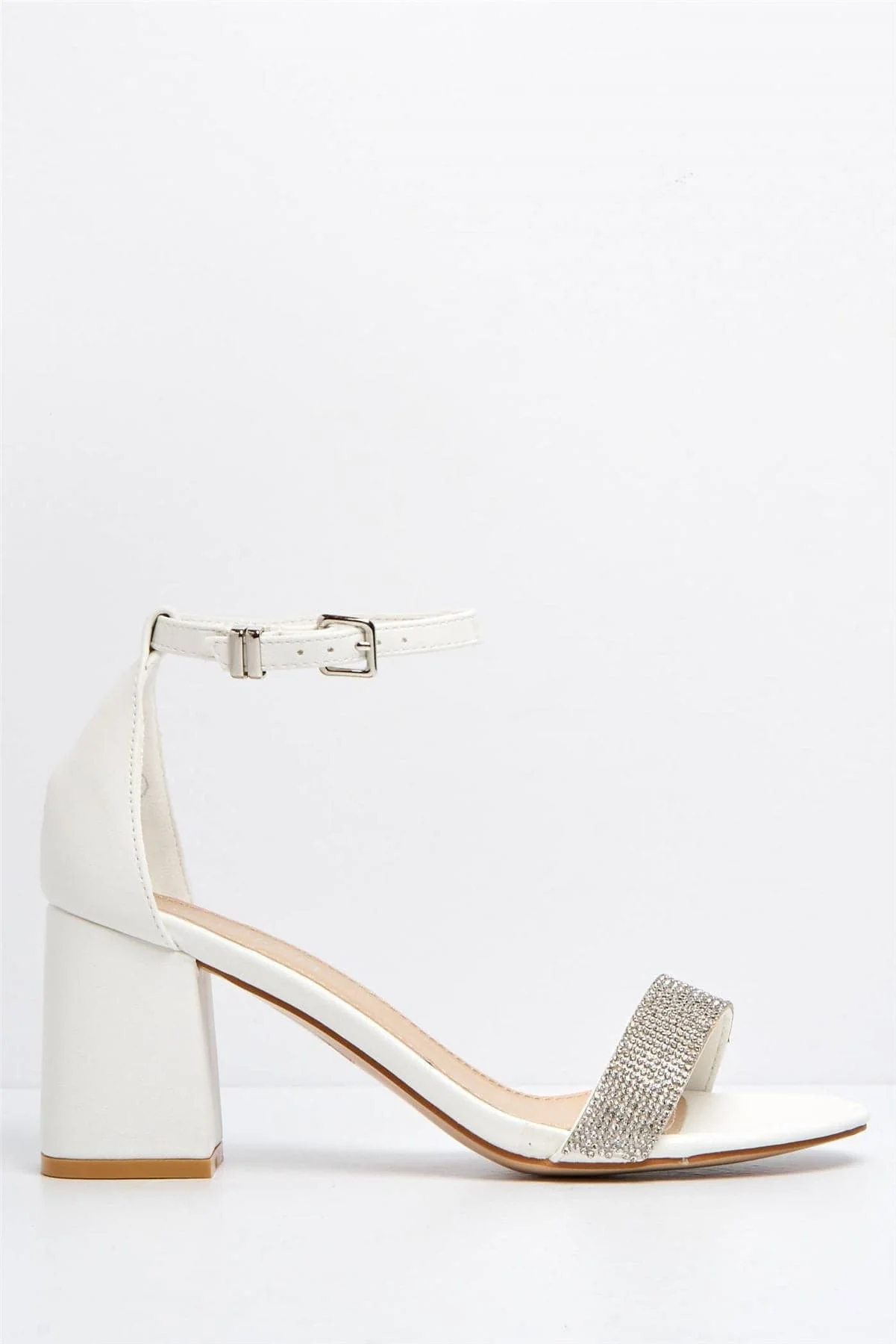 Miss Diva White Asti Block Heel Ankle Strap Sandal - Image 4