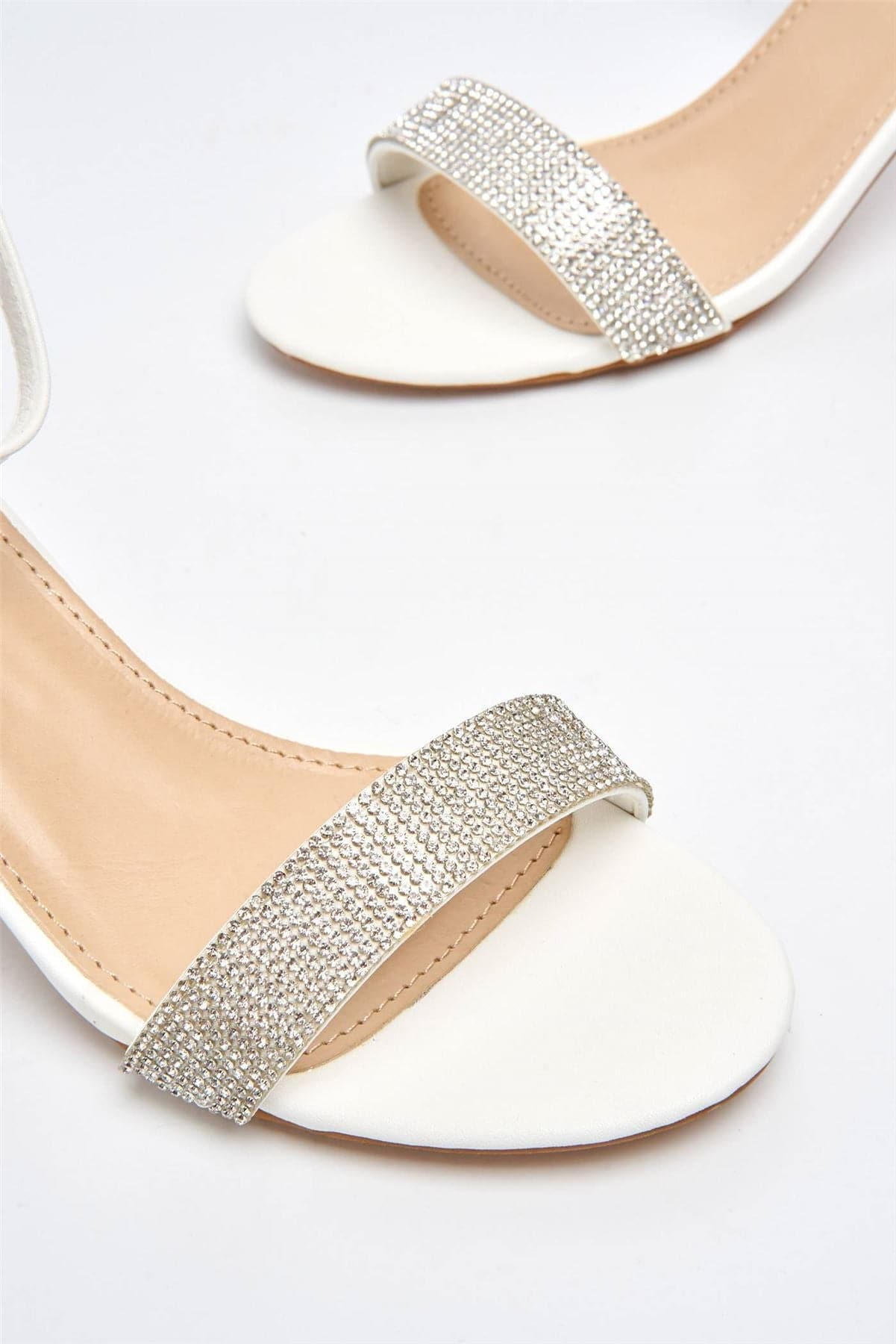 Miss Diva White Asti Block Heel Ankle Strap Sandal - Image 5