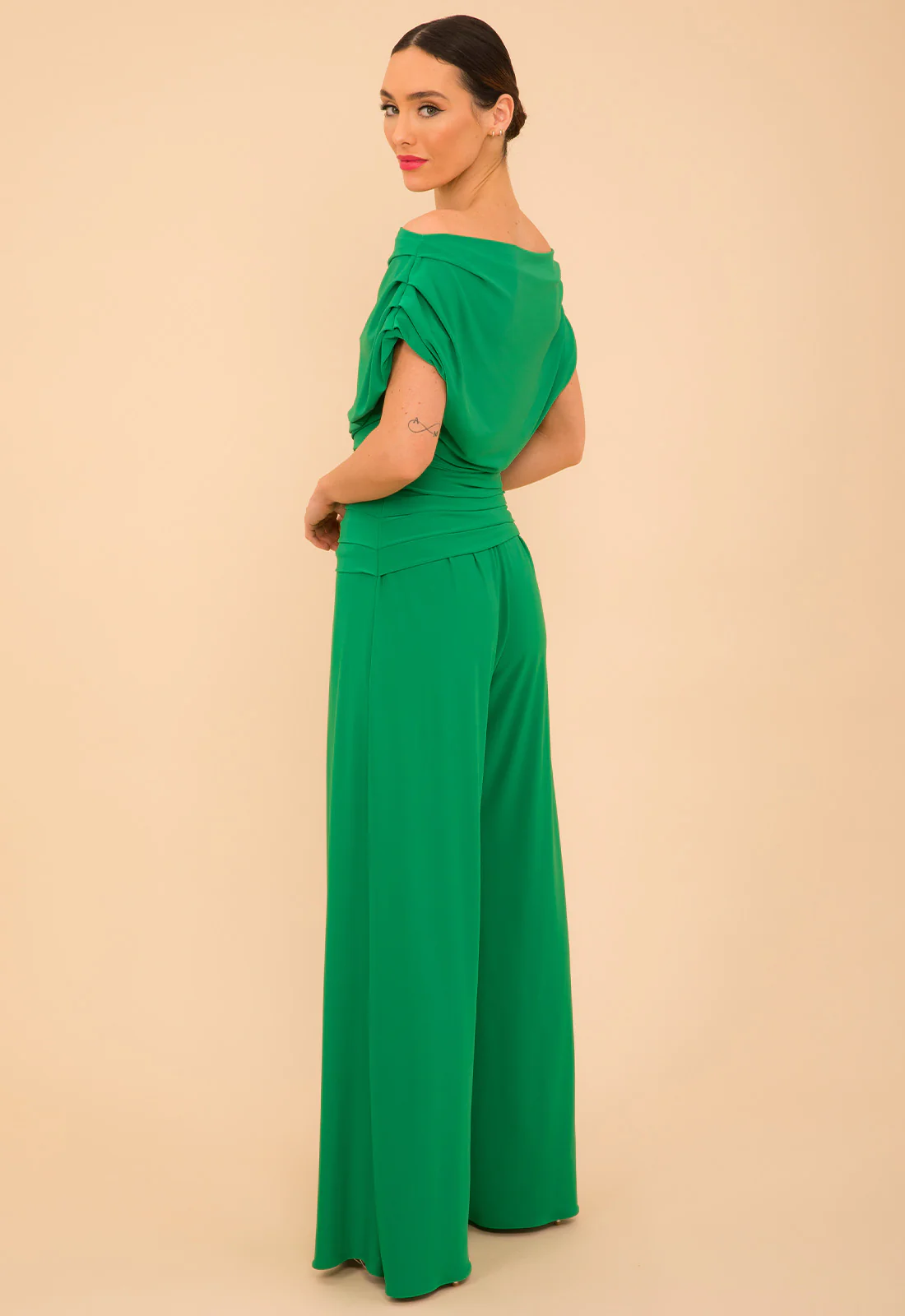 Atom Label Emerald Green Carbon Jumpsuit With Sleeve - Image 4