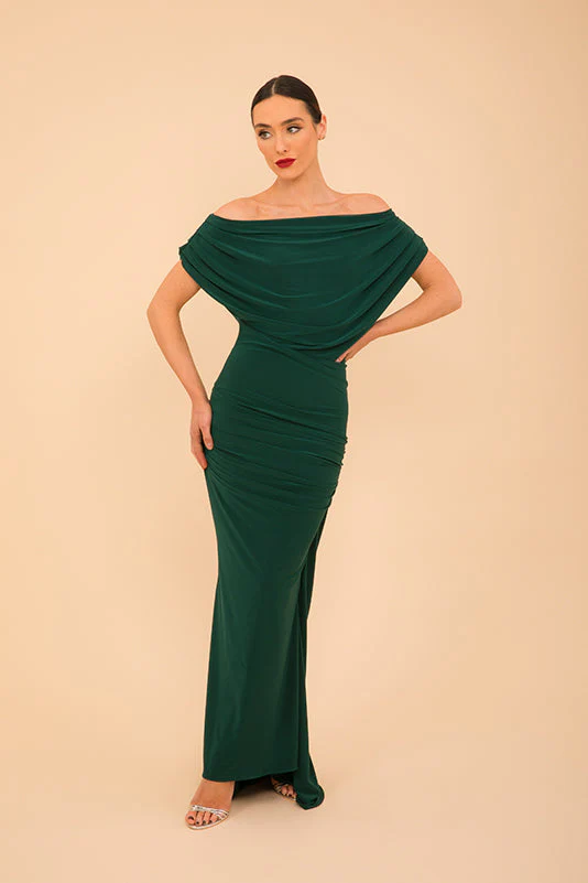 Atom Label Forest Green Platinum Maxi Gown - Image 3