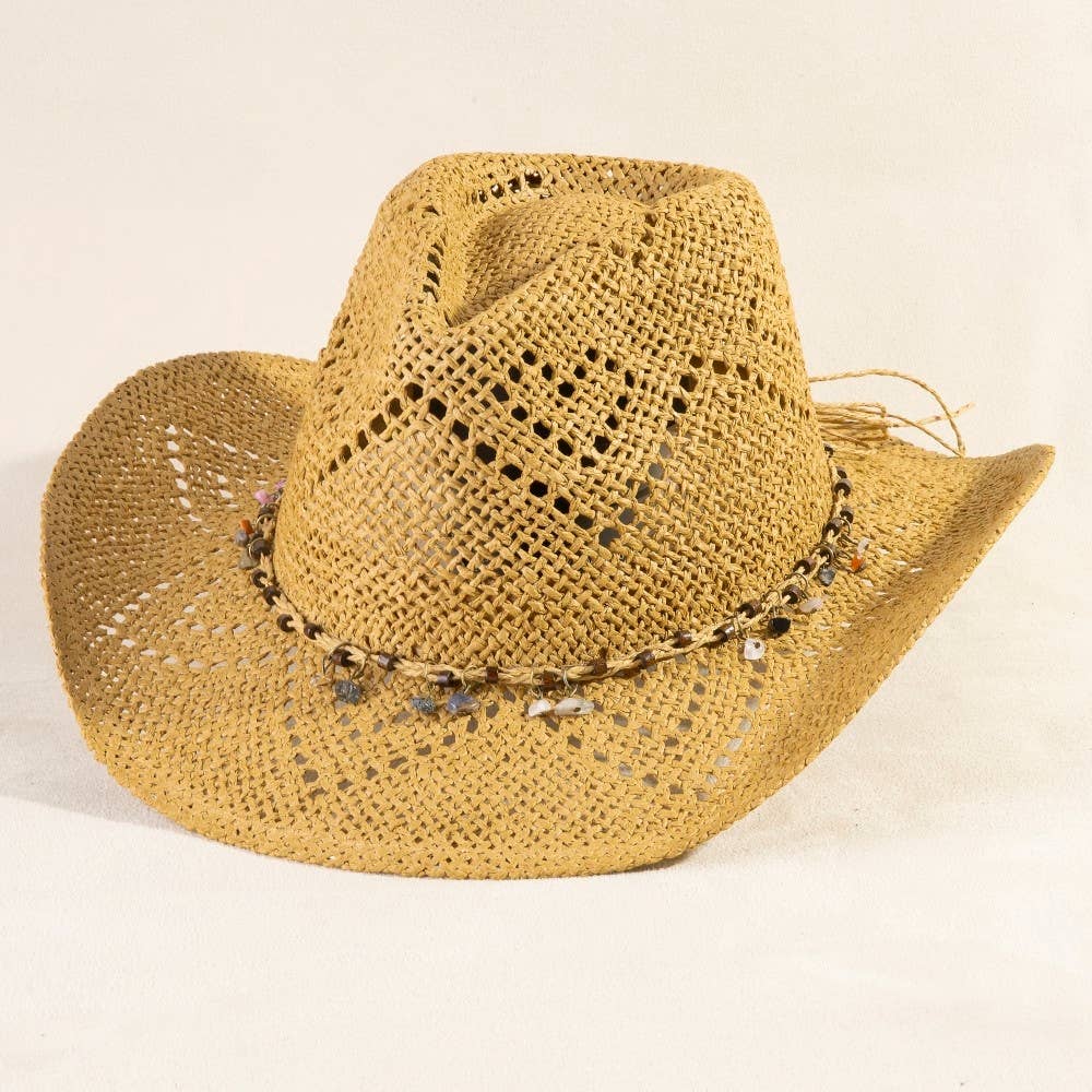 Beaded Strap Straw Cowboy Hat: IV - Image 4