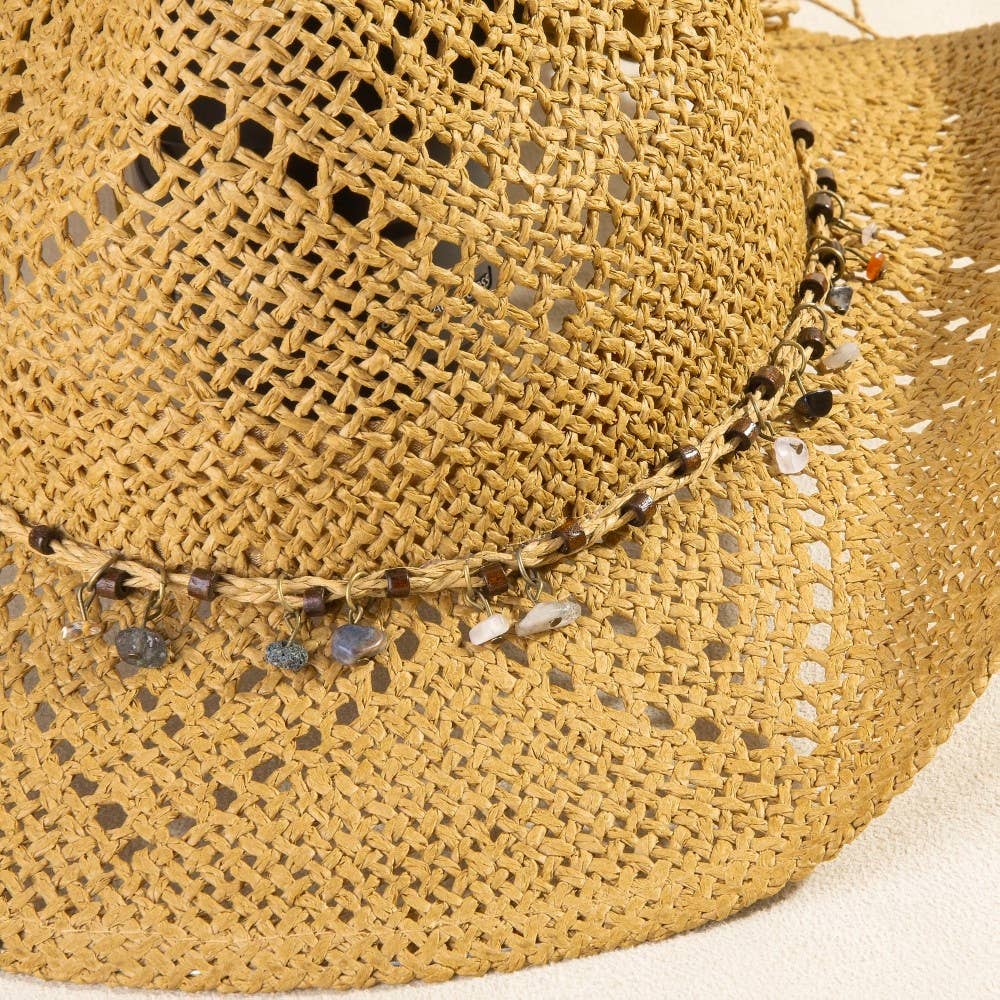 Beaded Strap Straw Cowboy Hat: IV - Image 5
