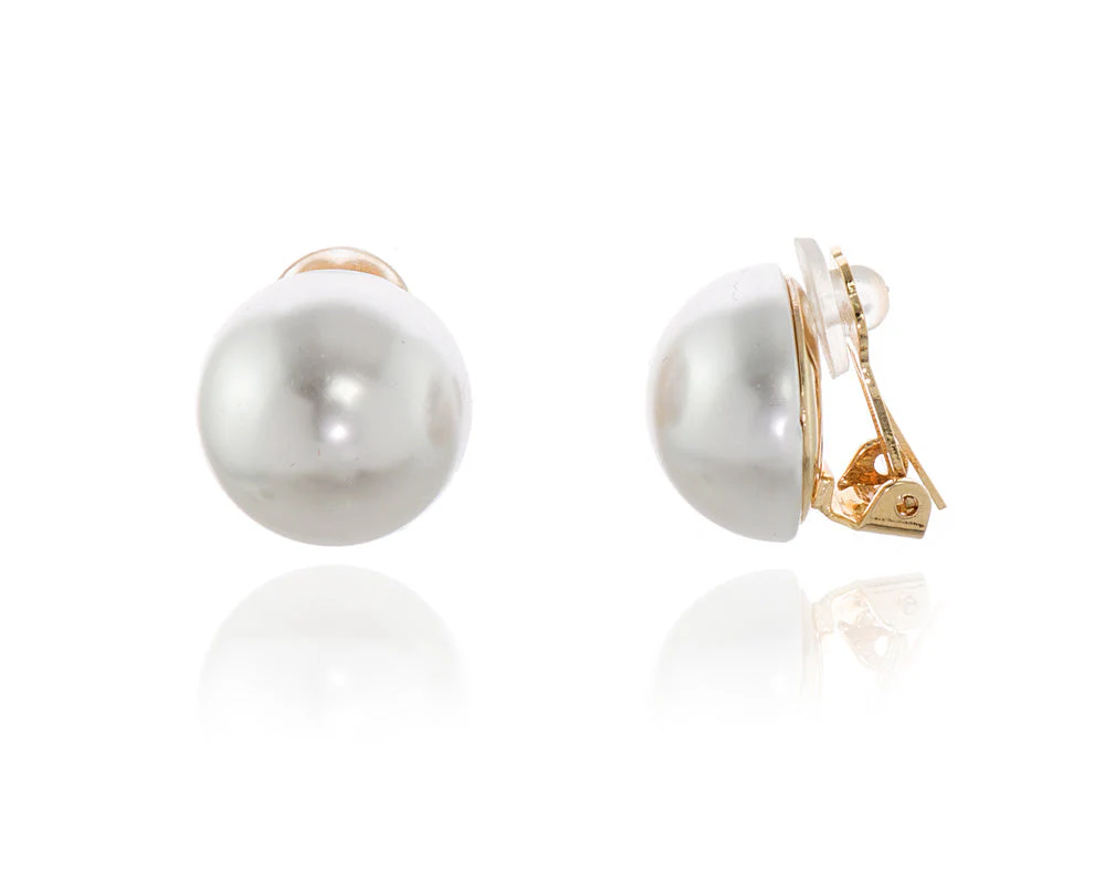 Cachet London Bibi 18mm Pearl Gold Clip On Earrings - Image 12