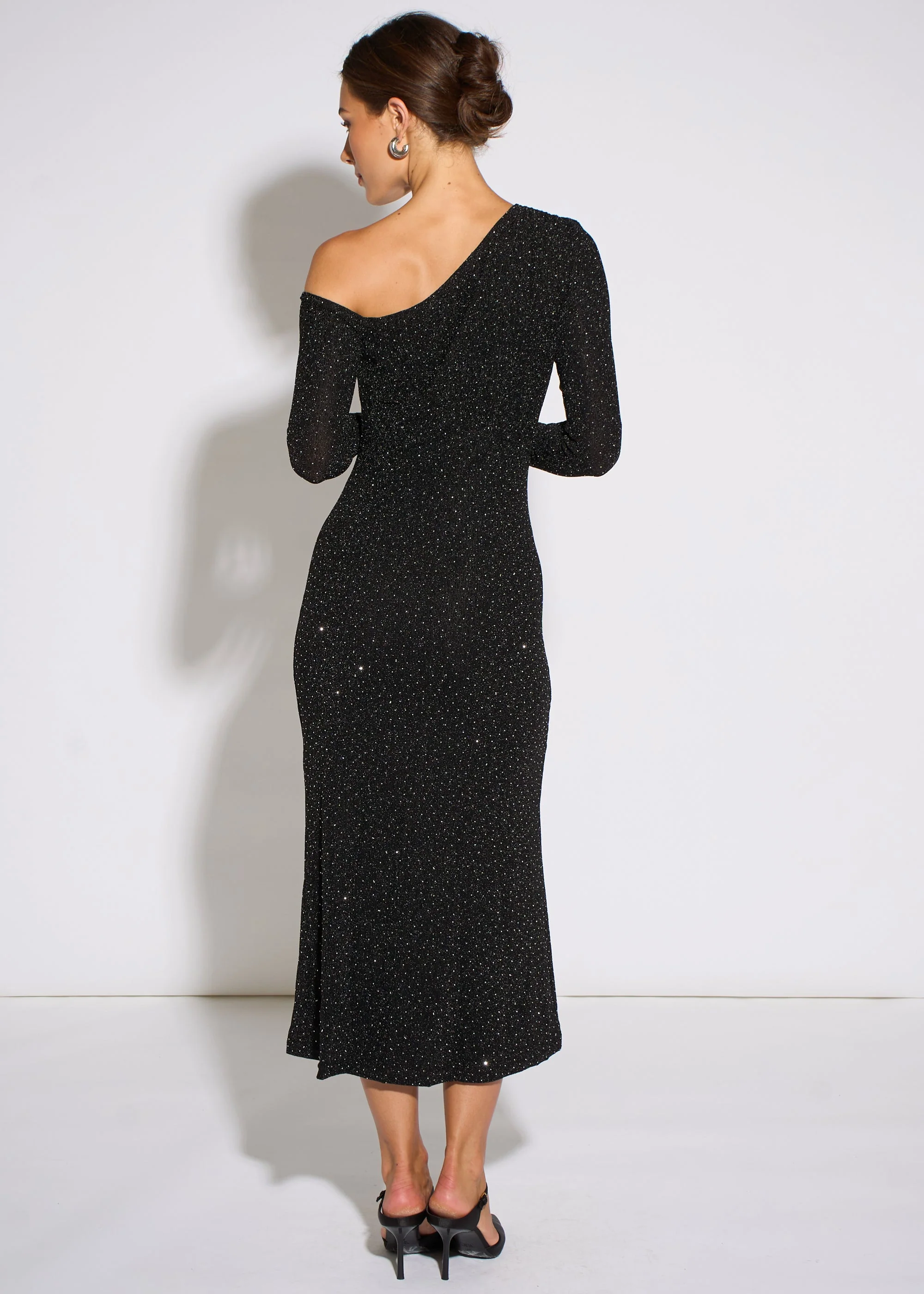 Black Hot Fix Studded Jersey Midi Dress - Image 2