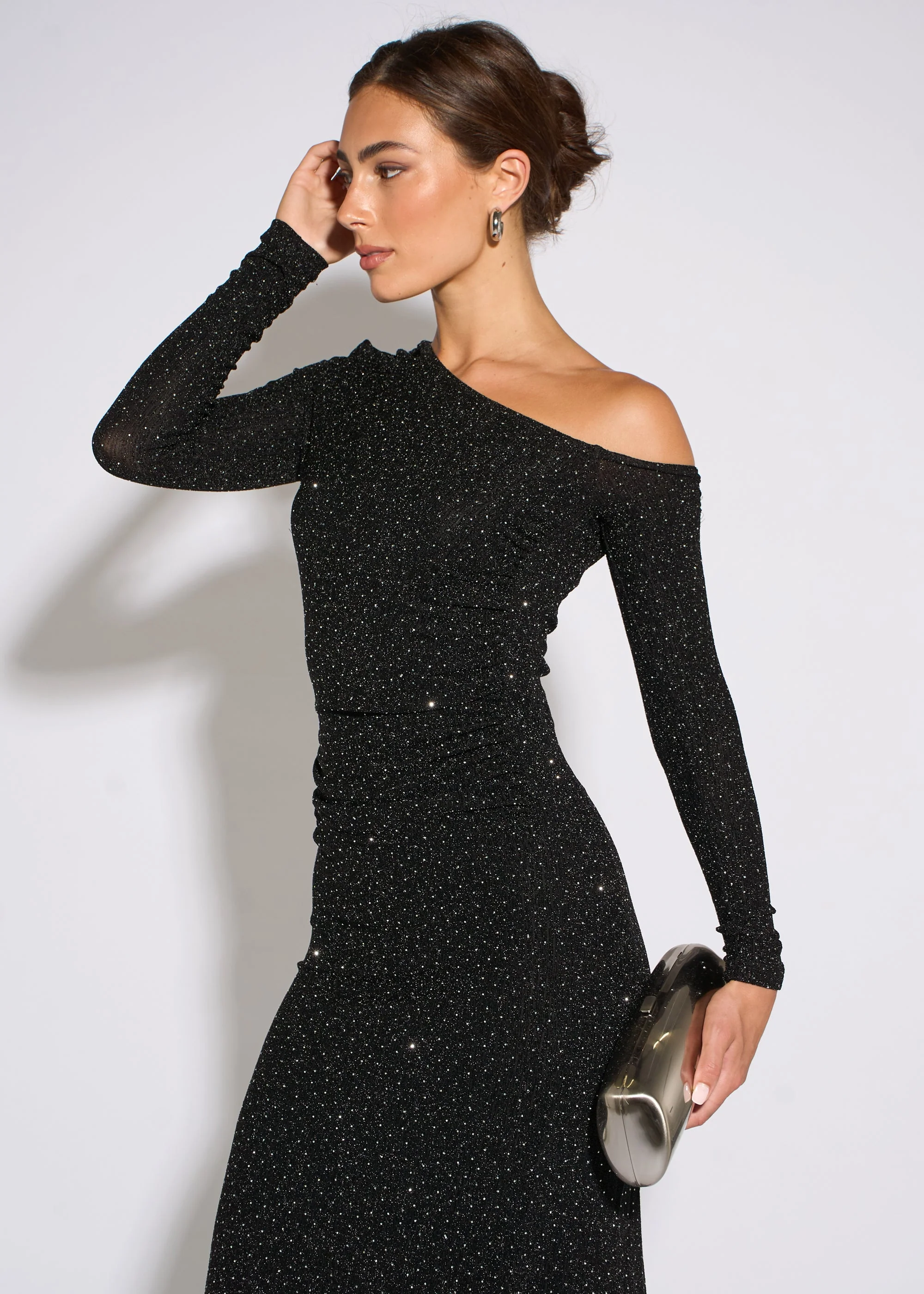 Black Hot Fix Studded Jersey Midi Dress - Image 4