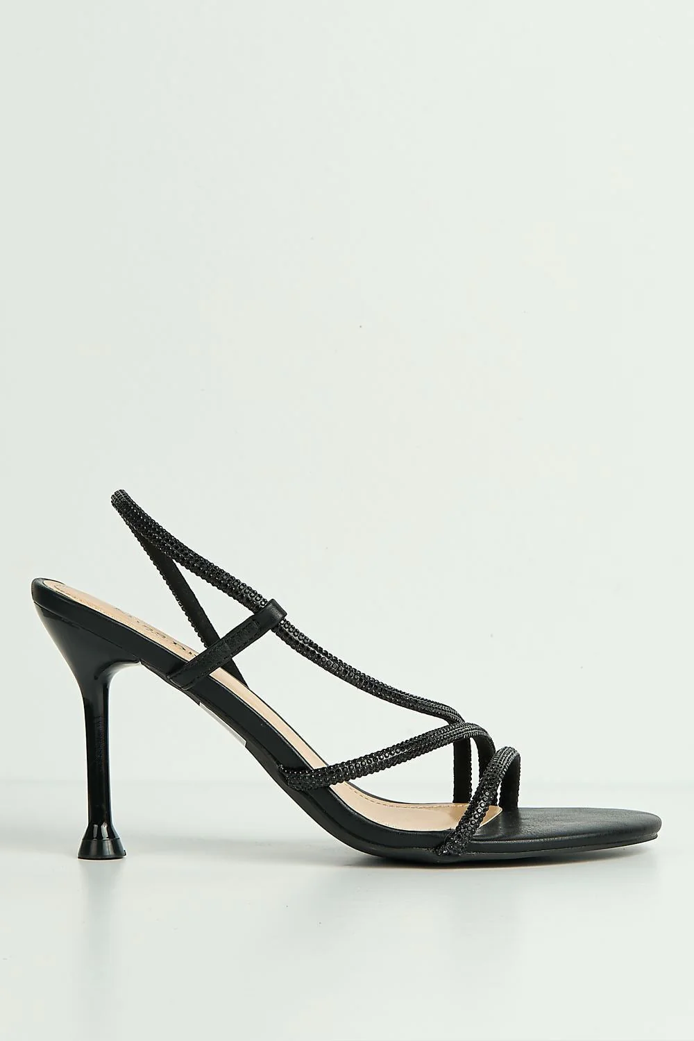 Cady 3 Diamante Band Stiletto Heeled Sandals in Black - Image 5