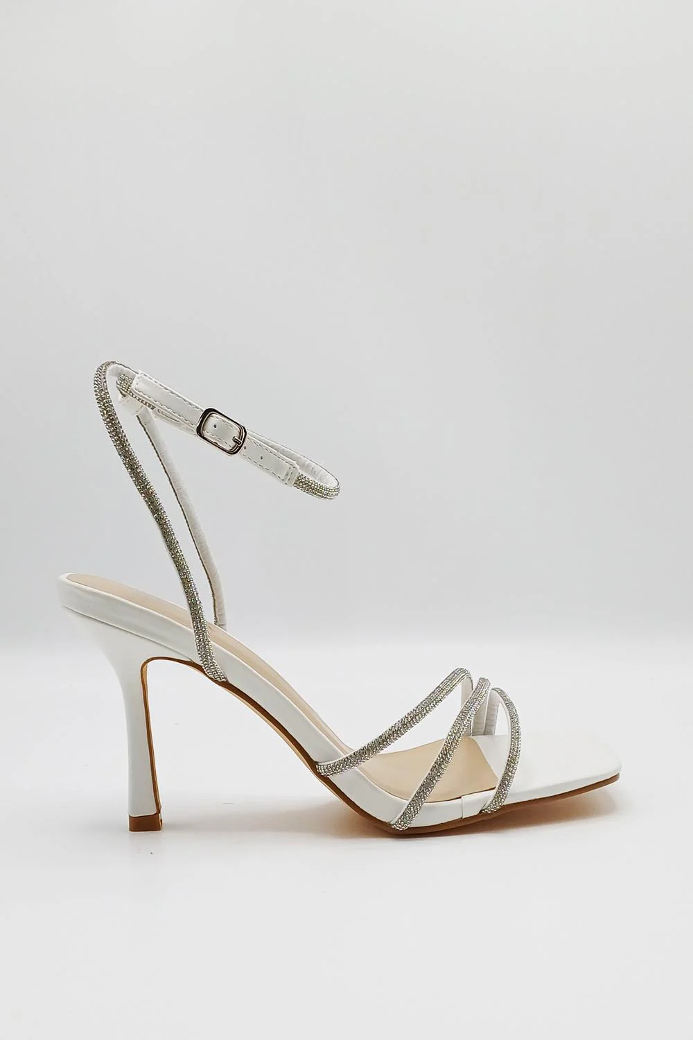Miss Diva White Camina Diamante Heels - Image 5