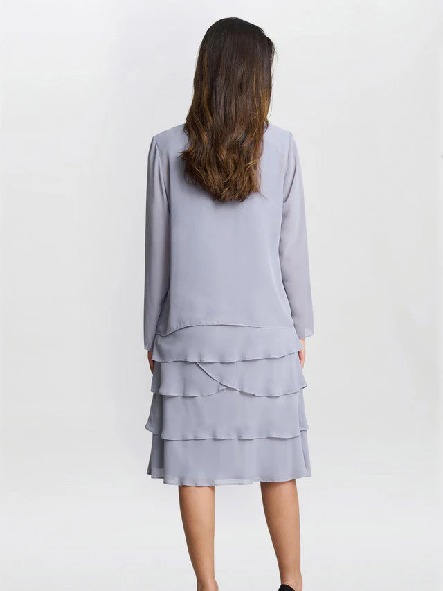Gina Bacconi Camira Lace Shoulder Bead Tier Jacket Dress - Image 2