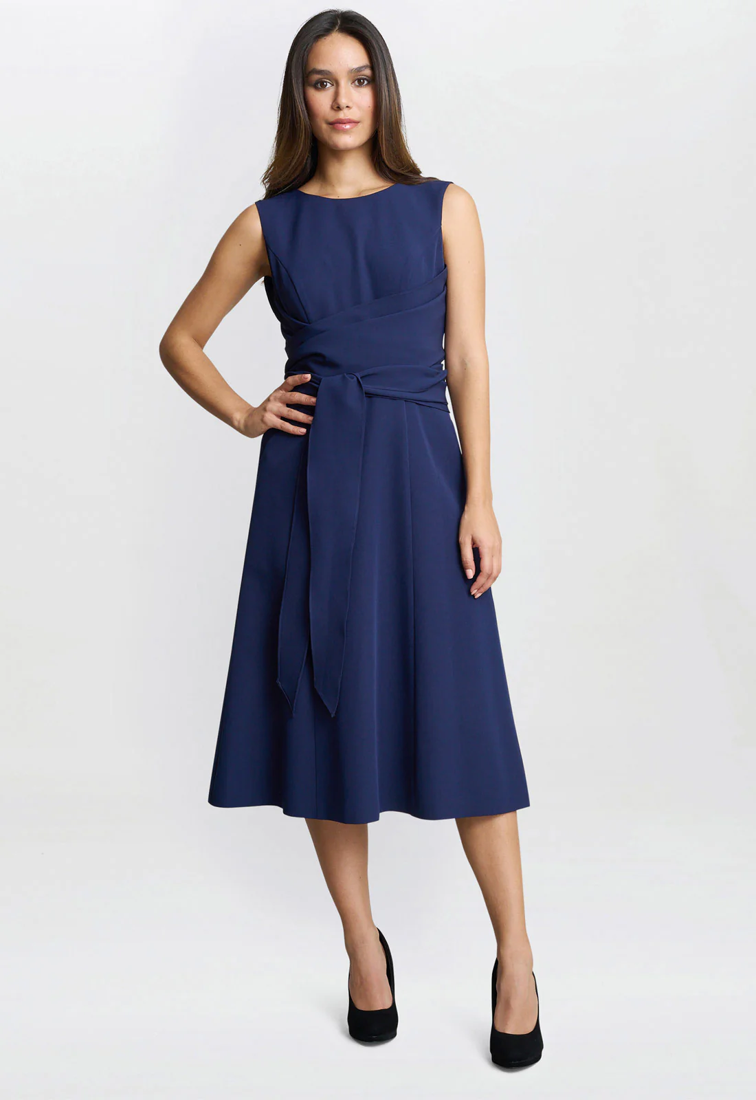 Gina Bacconi Blue Cathleen Crepe Tie-Waist Dress - Image 2