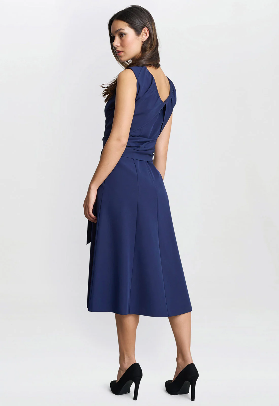 Gina Bacconi Blue Cathleen Crepe Tie-Waist Dress - Image 3