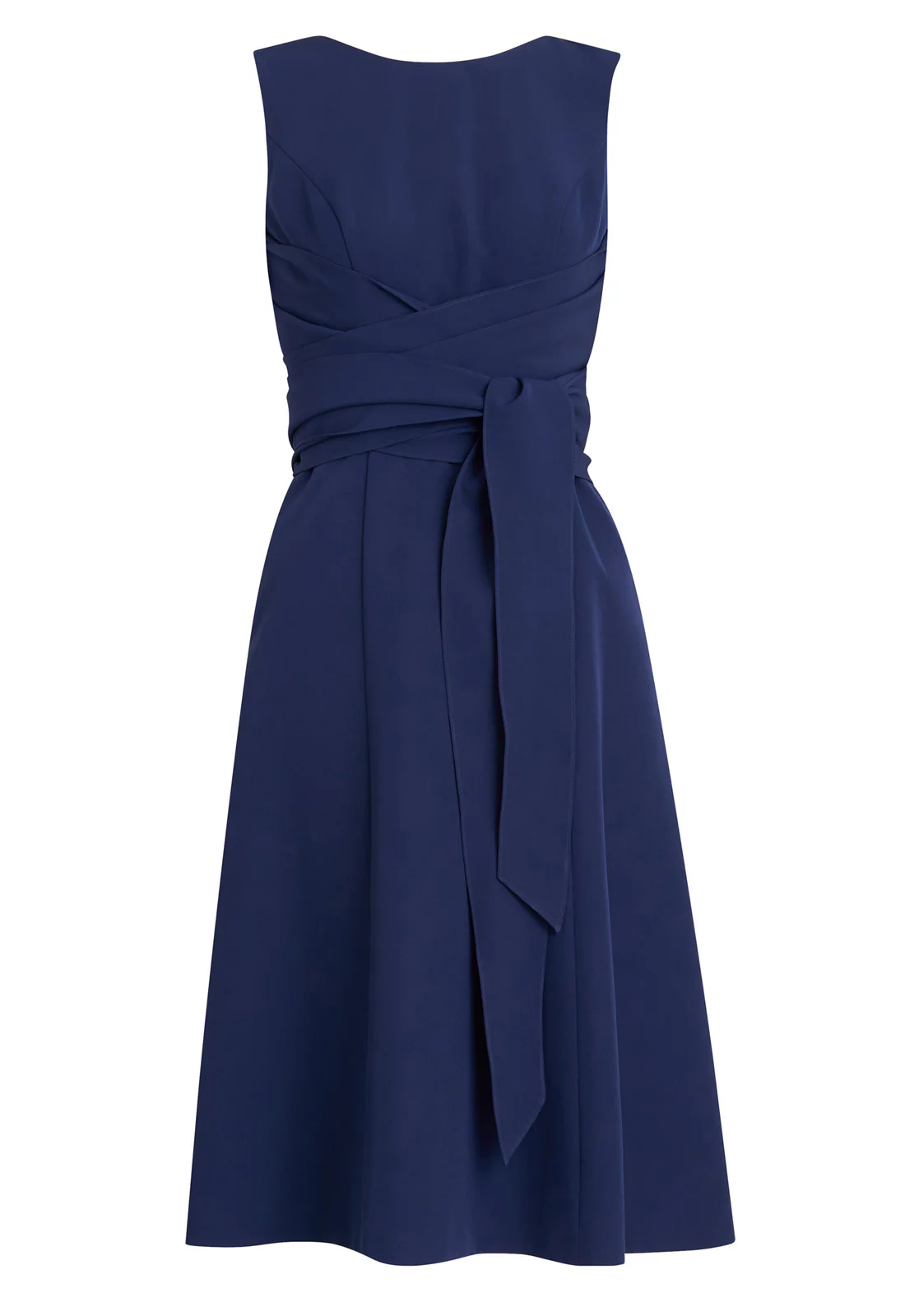 Gina Bacconi Blue Cathleen Crepe Tie-Waist Dress - Image 4