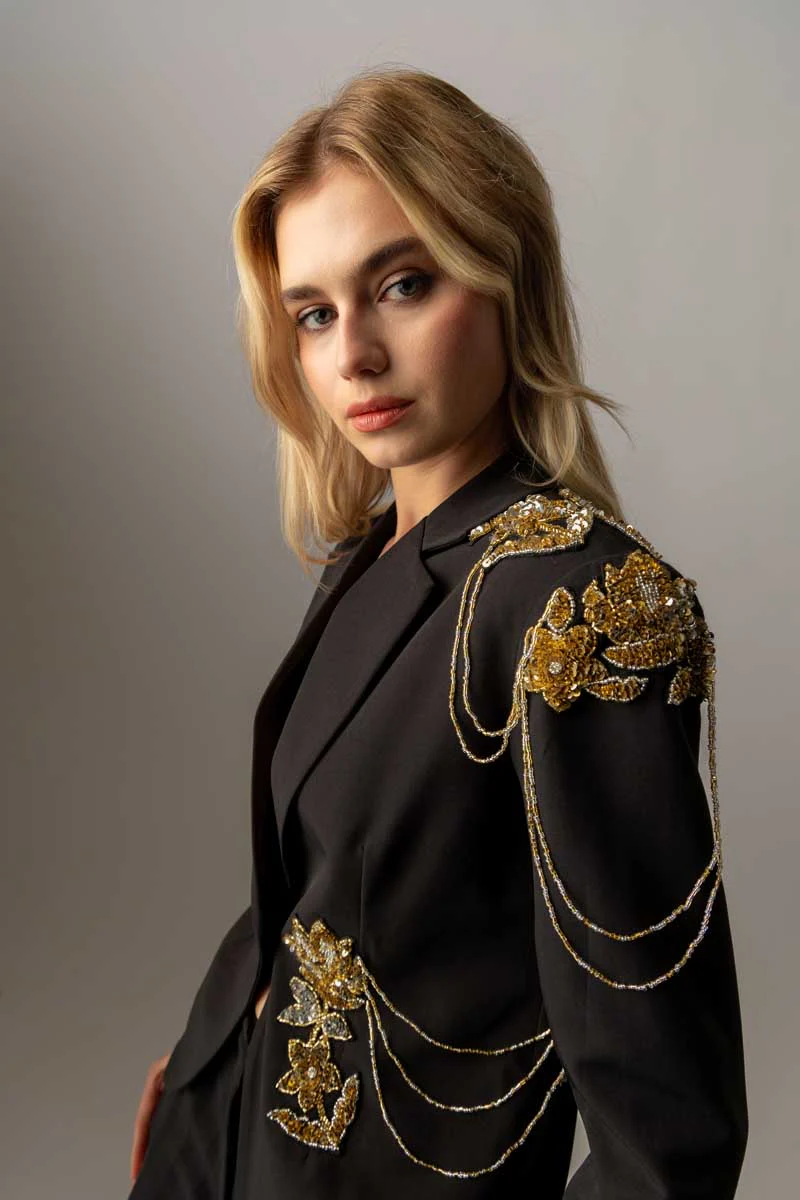 Raishma Couture Black Dahlia Jacket - Image 3