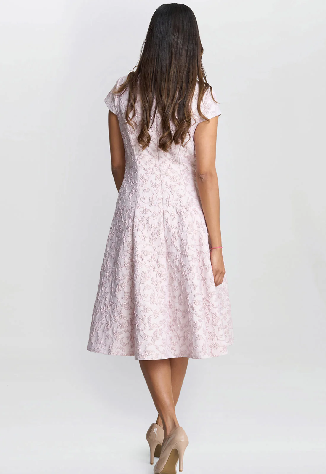 Gina Bacconi Pink Blossom Daphnie Jacquard Dress - Image 2