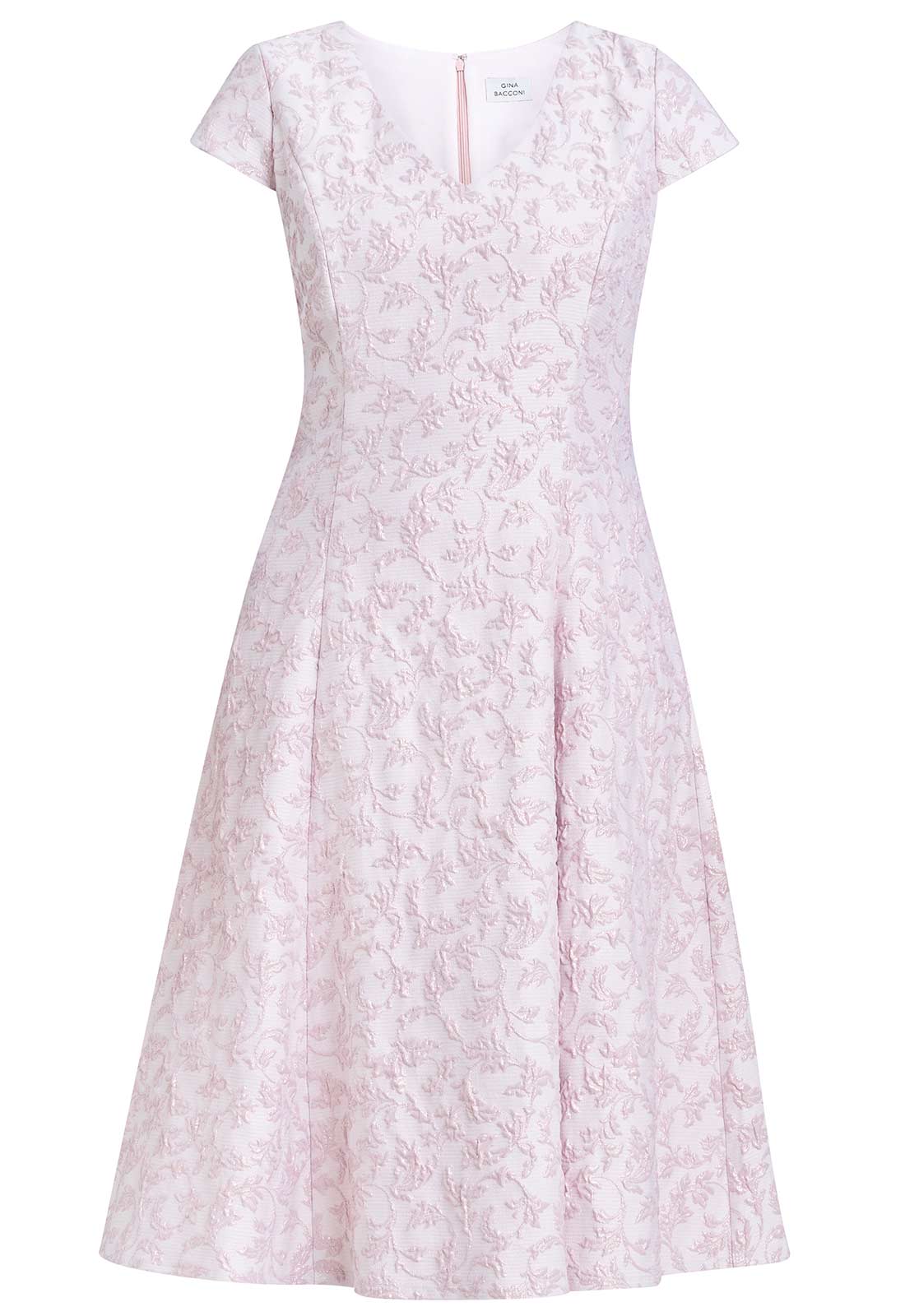 Gina Bacconi Pink Blossom Daphnie Jacquard Dress - Image 4
