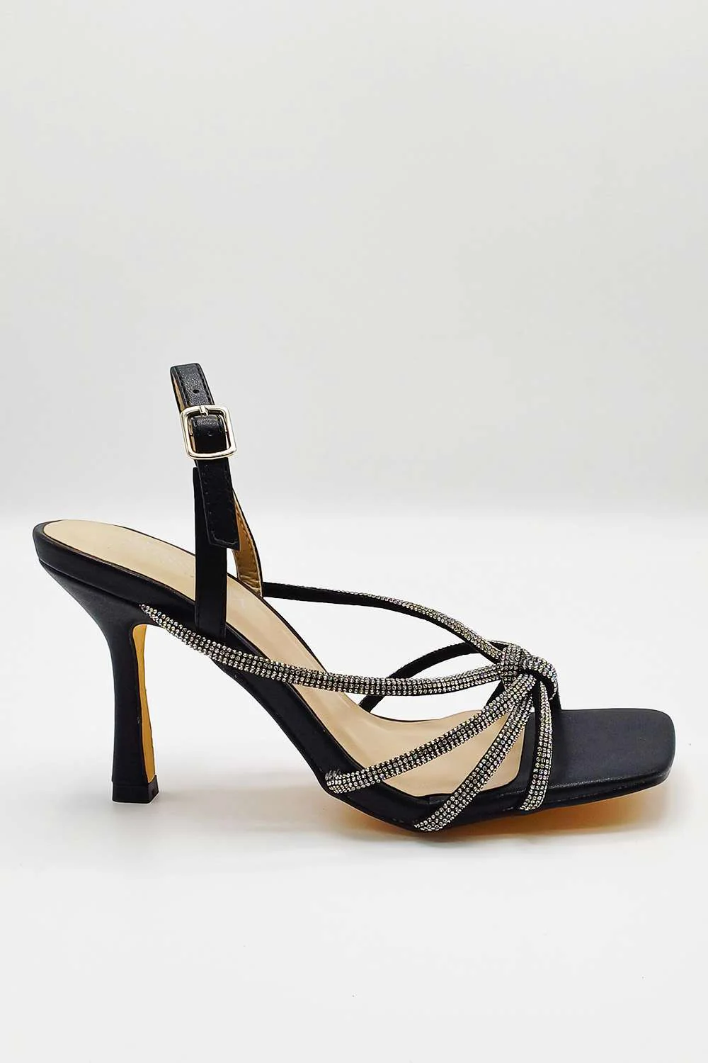 Miss Diva Black Elliana Diamante Heels - Image 4