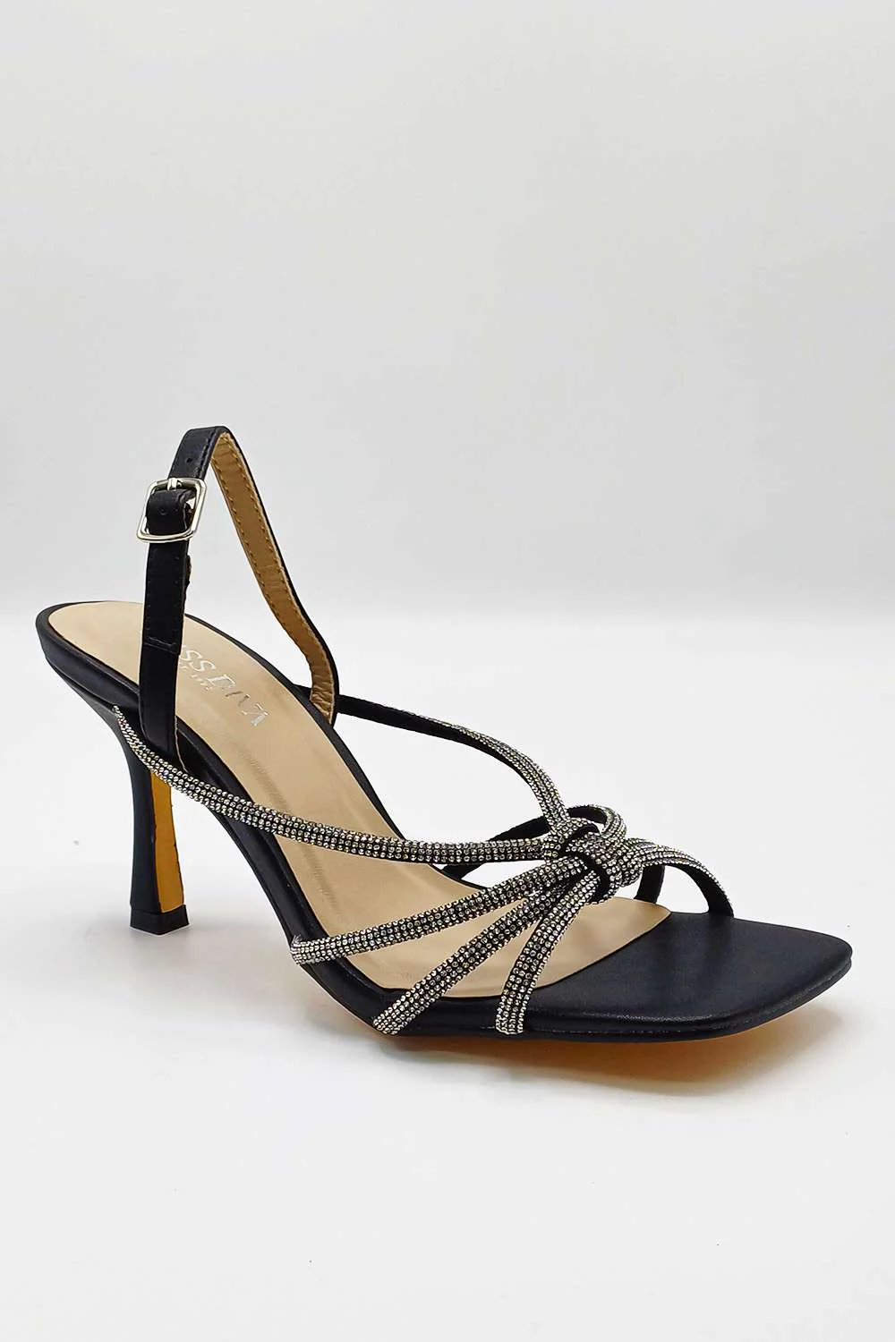 Miss Diva Black Elliana Diamante Heels - Image 5