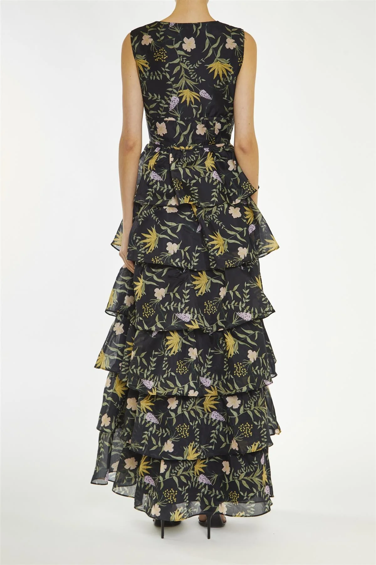 True Decadence Black-Stem Genevieve Nature-Floral Tiered Maxi-Dress - Image 2