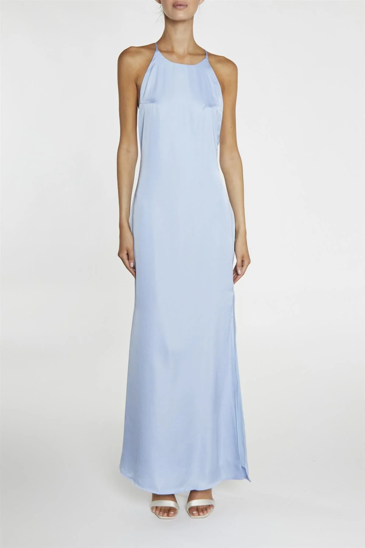 true Decadence Gigi Cornflower Blue Side-Split Halterneck Maxi-Dress
