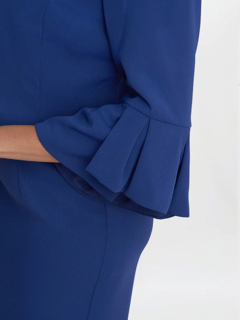 Gina Bacconi Navy Gigi Moss Crepe Bolero - Image 2