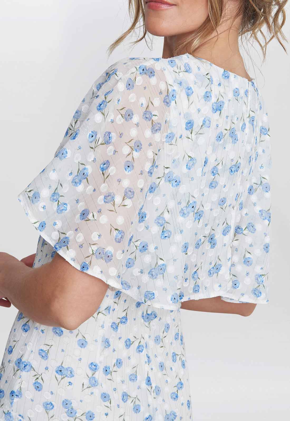 Gina Bacconi Blue Annette Chiffon Dress - Image 2