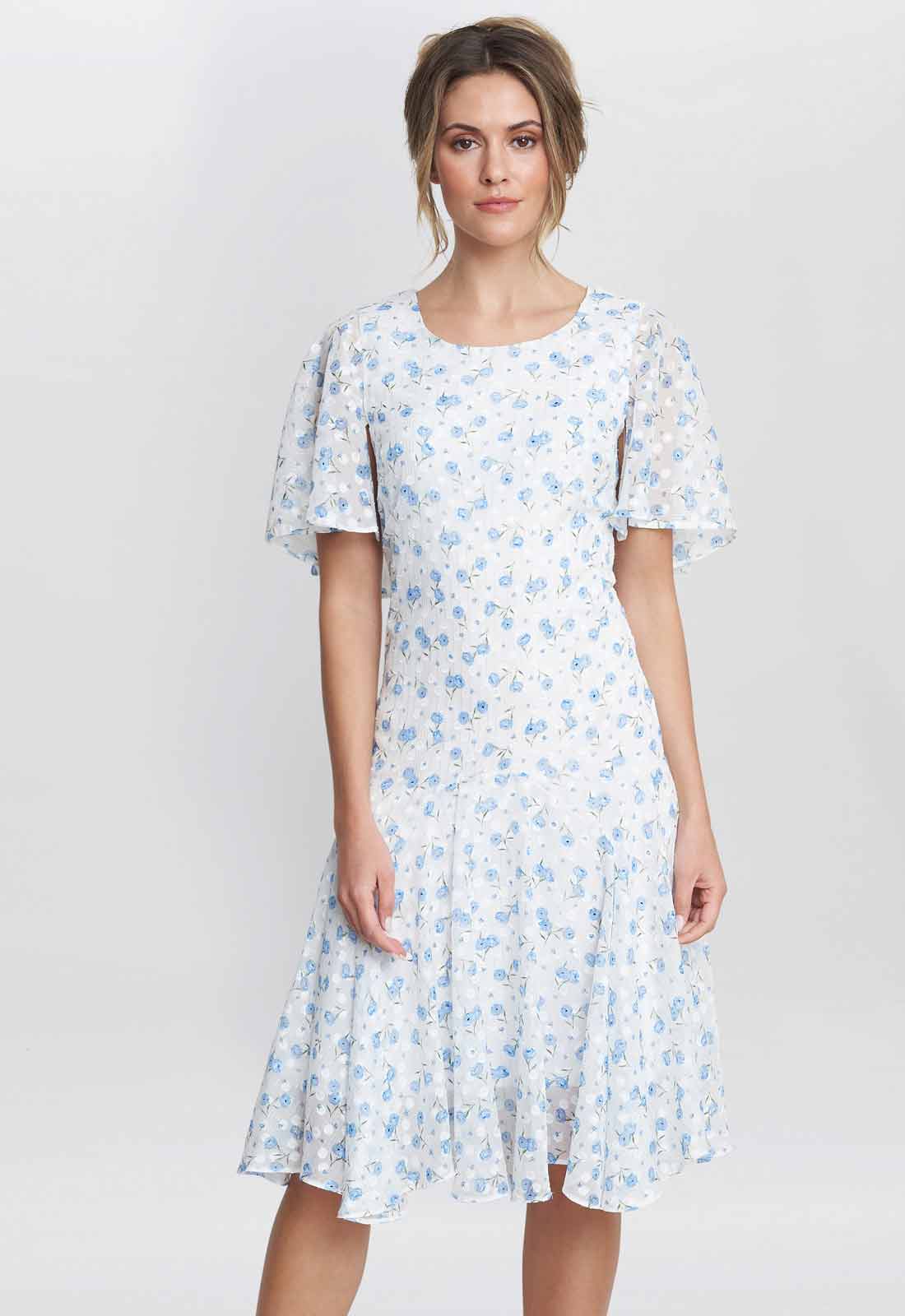Gina Bacconi Blue Annette Chiffon Dress - Image 3