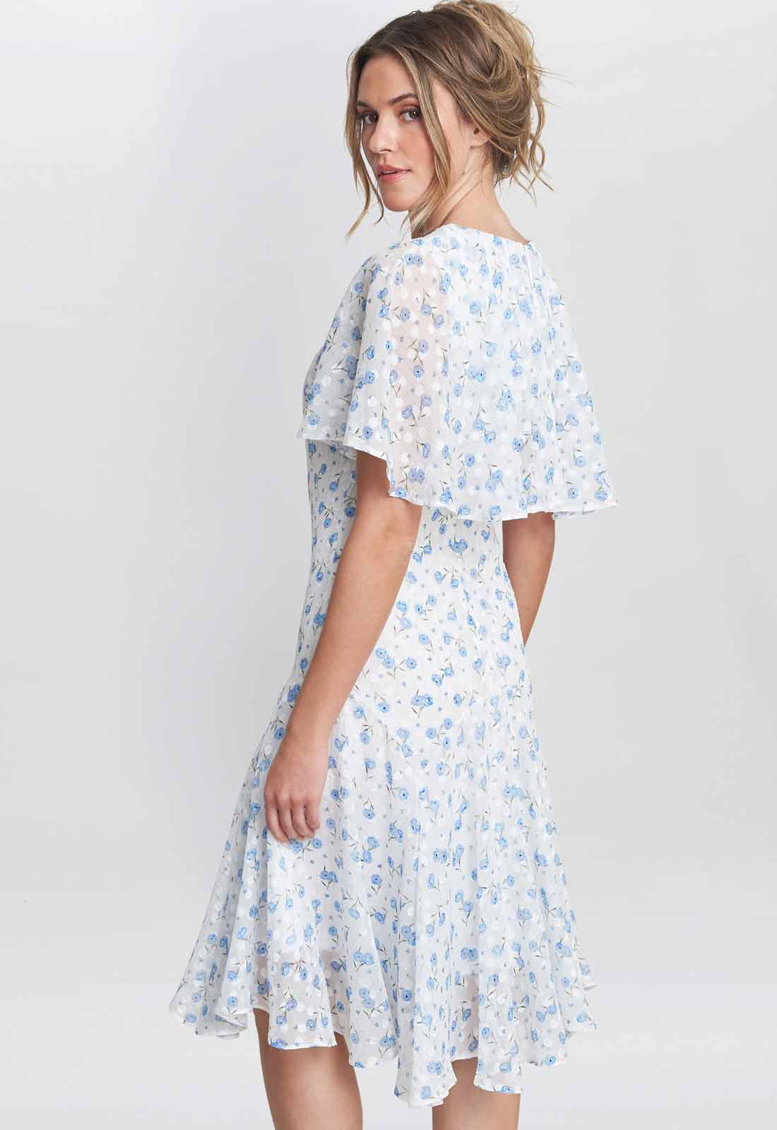 Gina Bacconi Blue Annette Chiffon Dress - Image 6