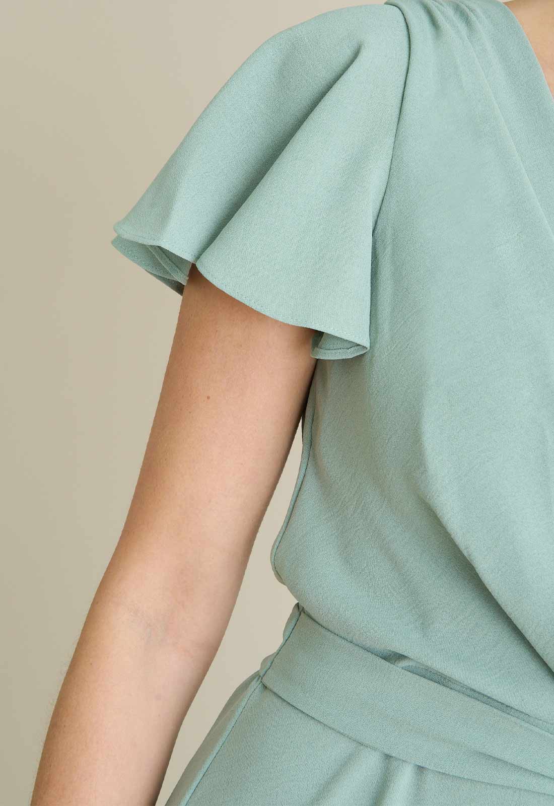 Gina Bacconi AQUA Peppa Tie Waist V Neck Faux Wrap Dress - Image 5