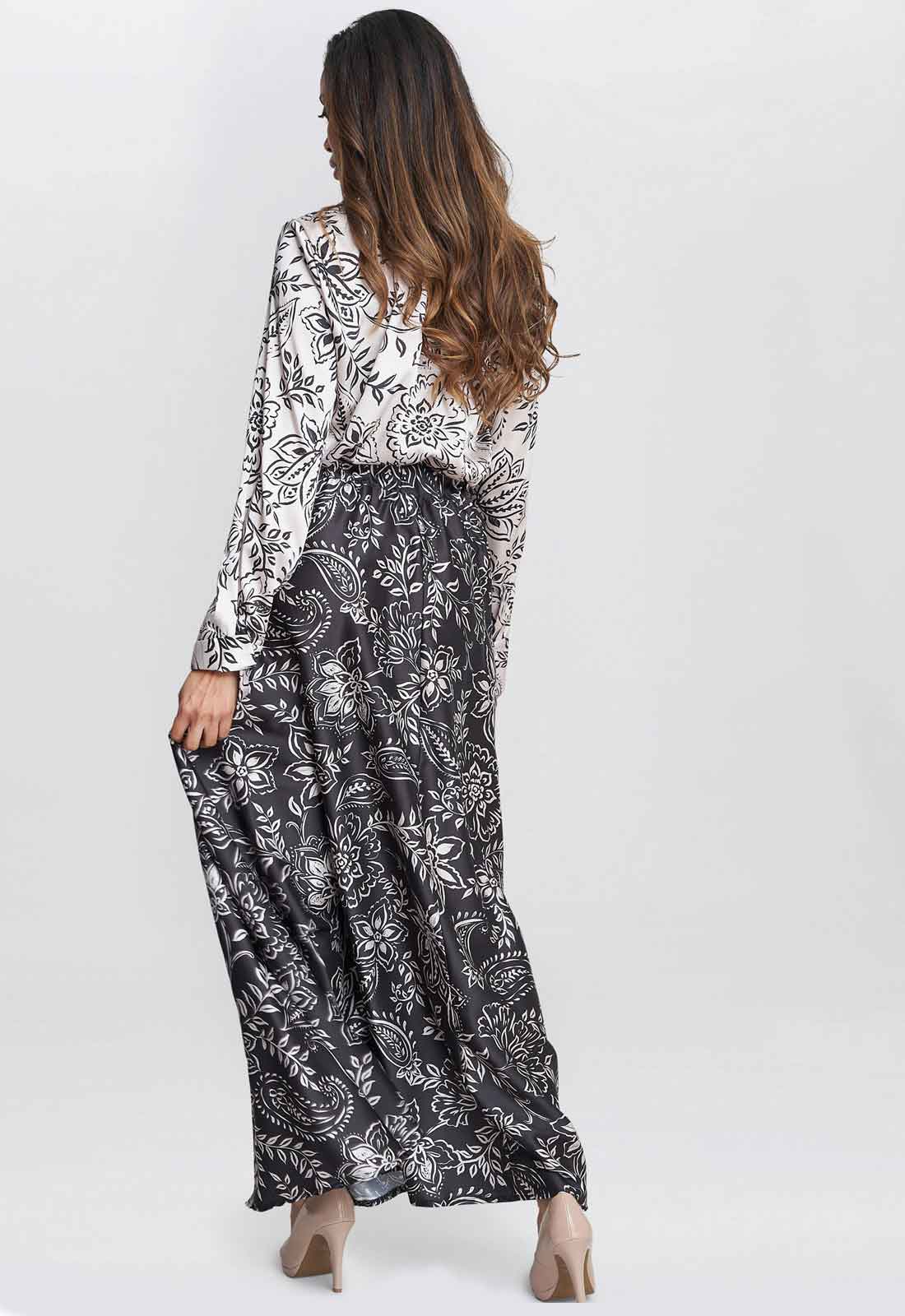 Gina Bacconi Black and White Dakota Satin Elastic Waist Skirt - Image 3