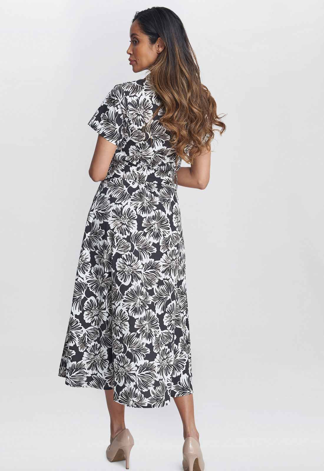 Gina Bacconi Black and White Ivonne Short Sleeve Shirt Dress - Image 3