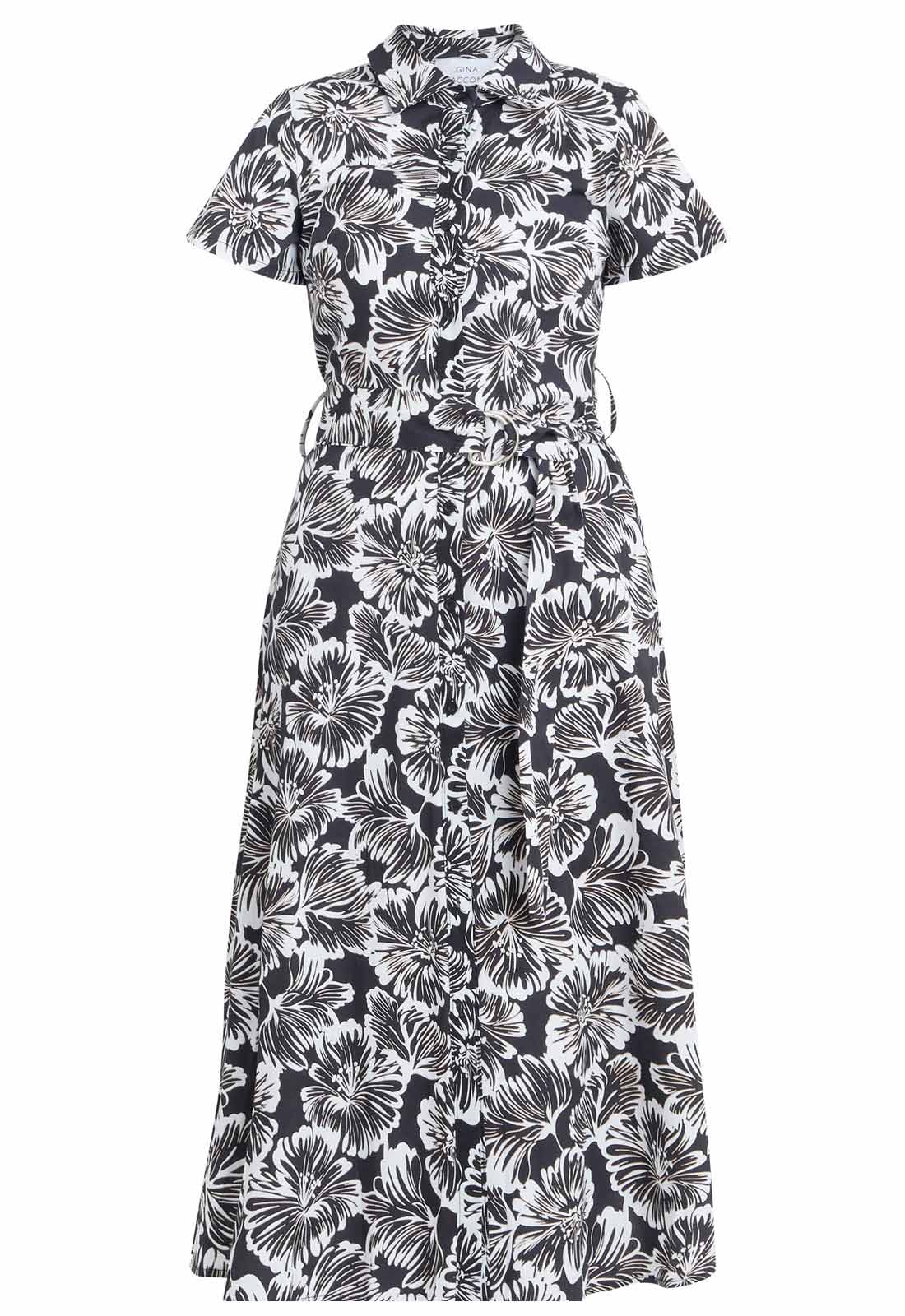 Gina Bacconi Black and White Ivonne Short Sleeve Shirt Dress - Image 5