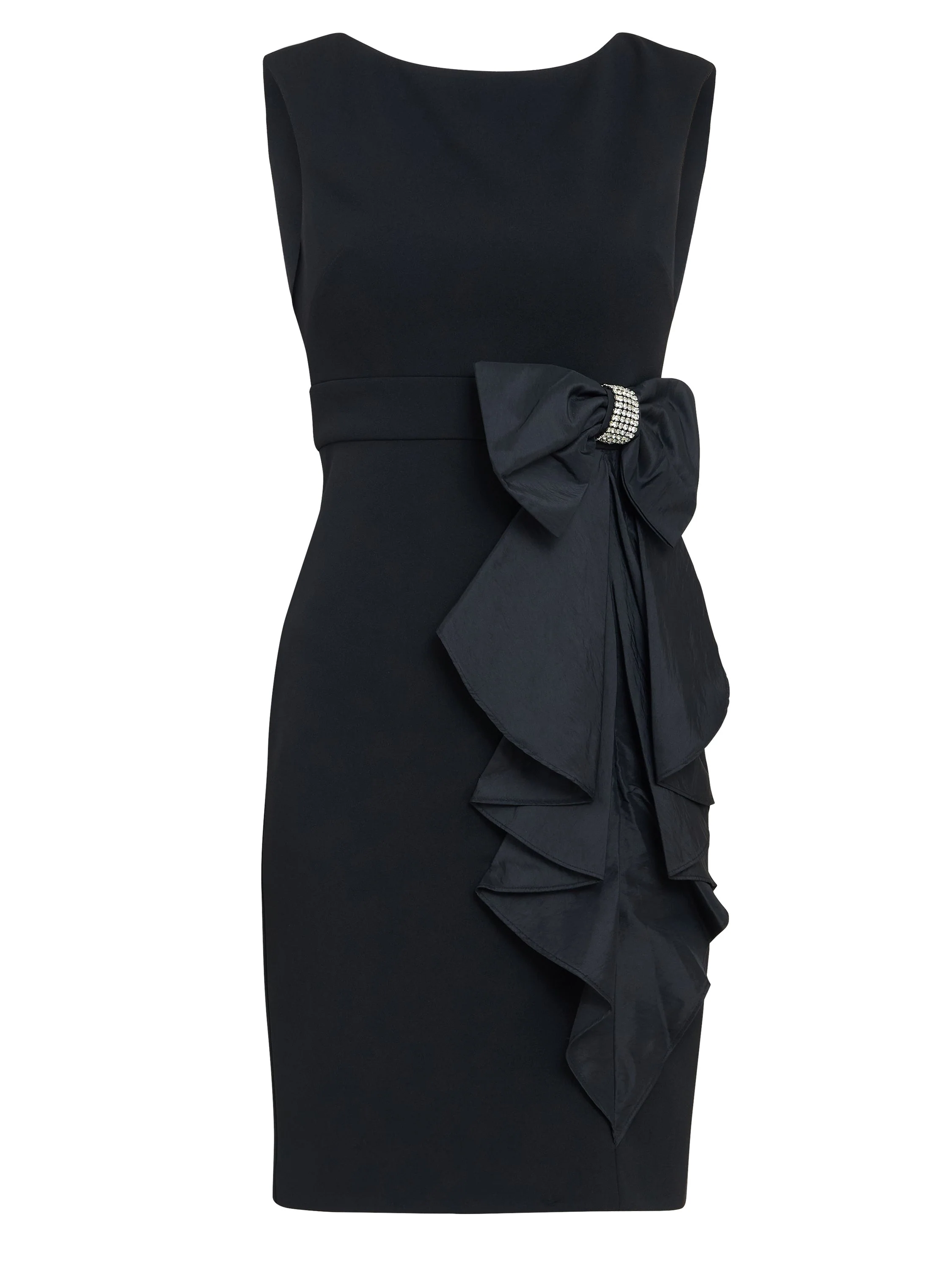 Gina Bacconi Black Arabella Crepe Taffeta Combo Dress
